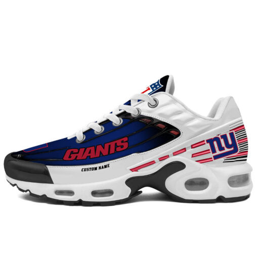 Personalized New York Giants Black And Team Color Stripes White TN Air Max Shoes Air Cushion Sneakers