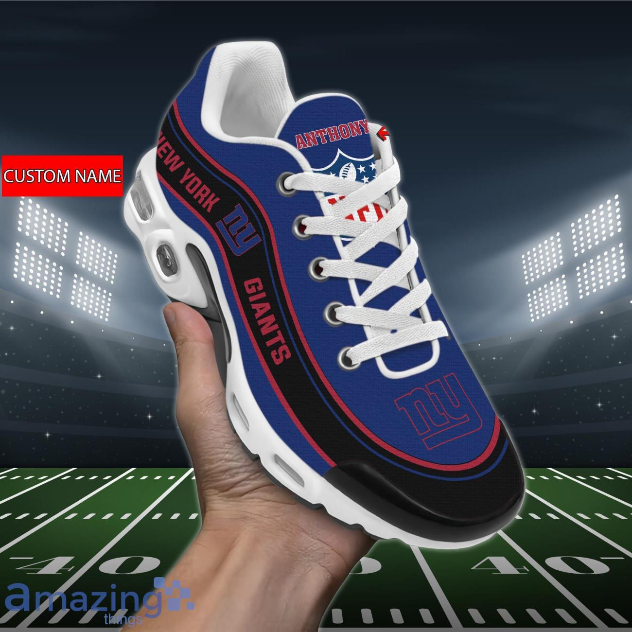Personalized New York Giants Team Logo Team Name On Black TN Shoes Air Cushion Sneakers