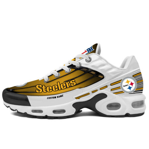 Personalized Pittsburgh Steelers Black And Team Color Stripes White TN Shoes Air Cushion Sneakers