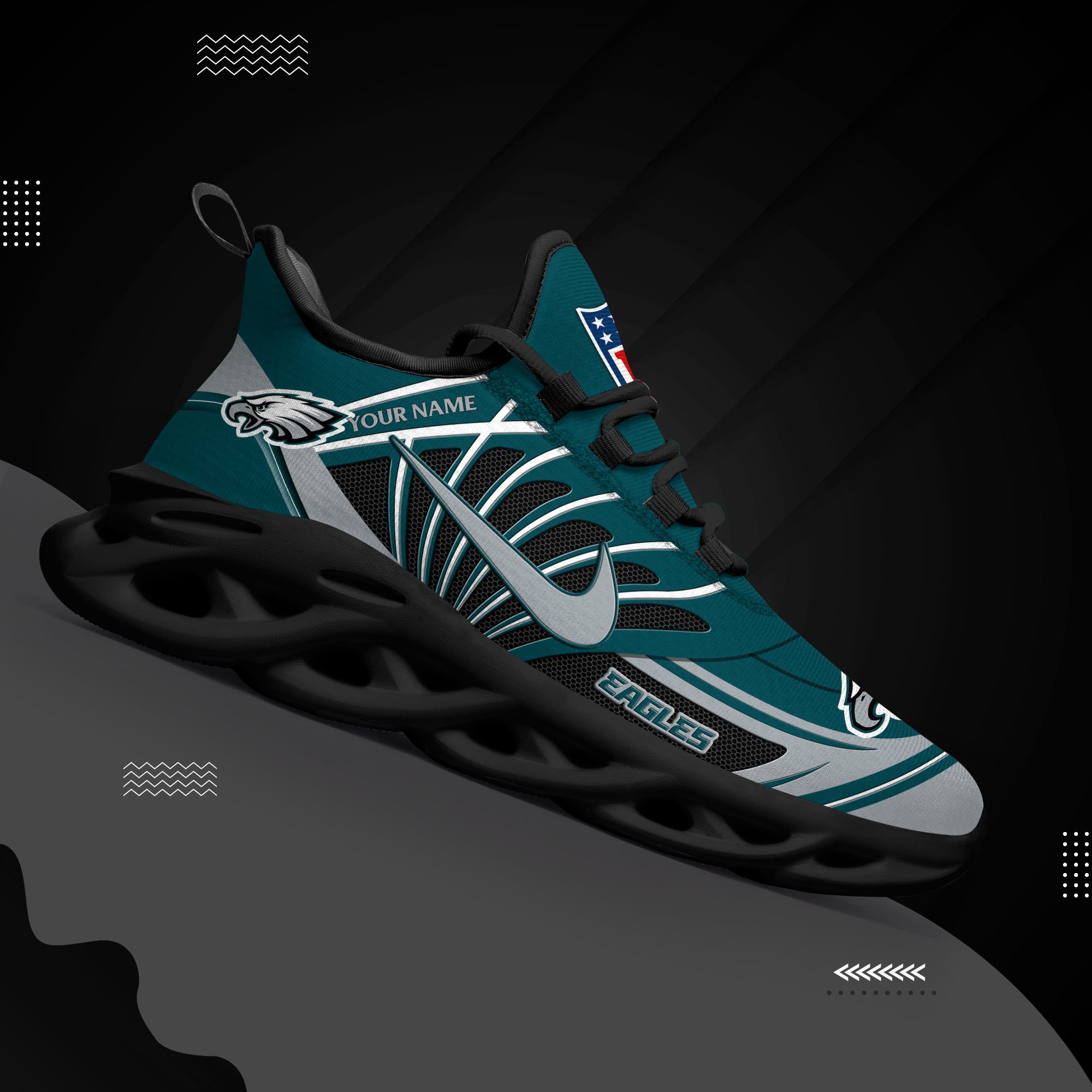 Philadelphia Eagles Black Max Soul Shoes 2026 Versions Custom Name 898
