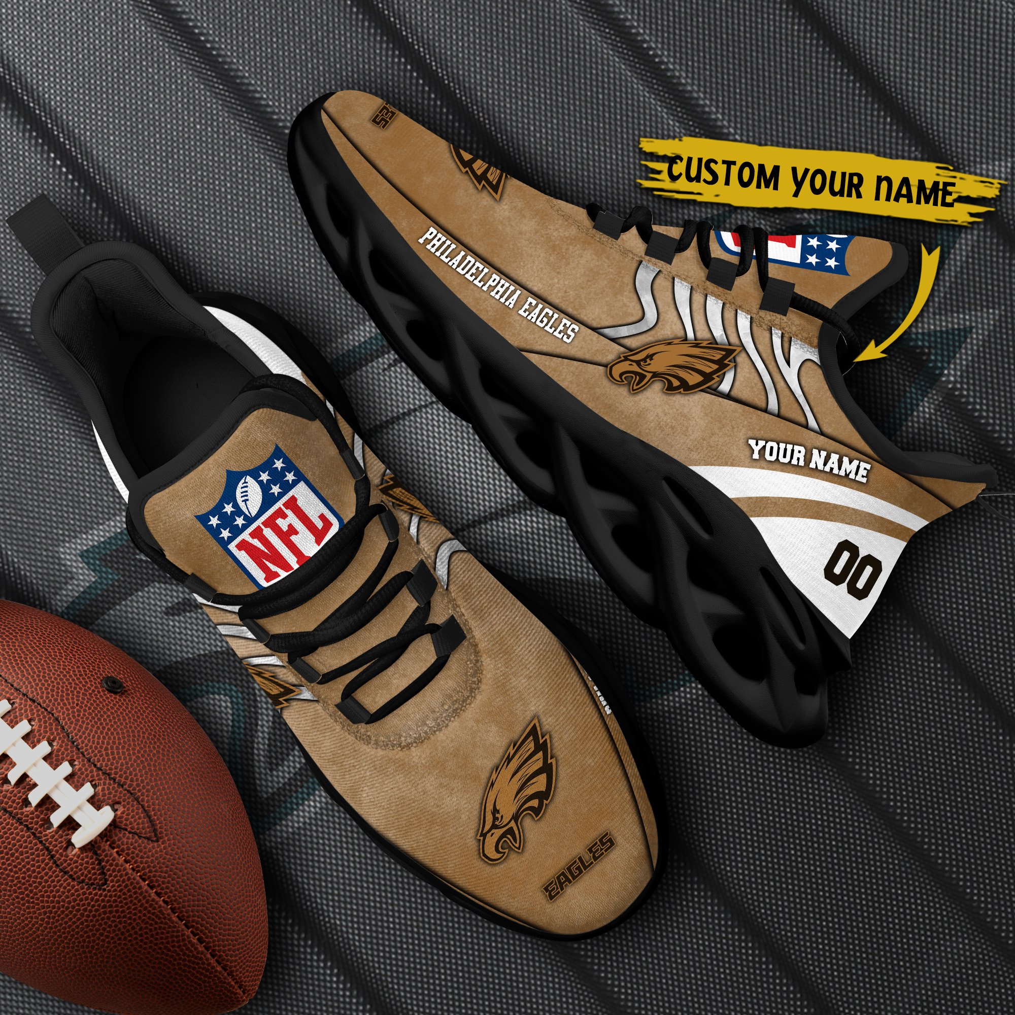 Philadelphia Eagles Black Max Soul Shoes 2026 Versions Custom Your Name And Number 264