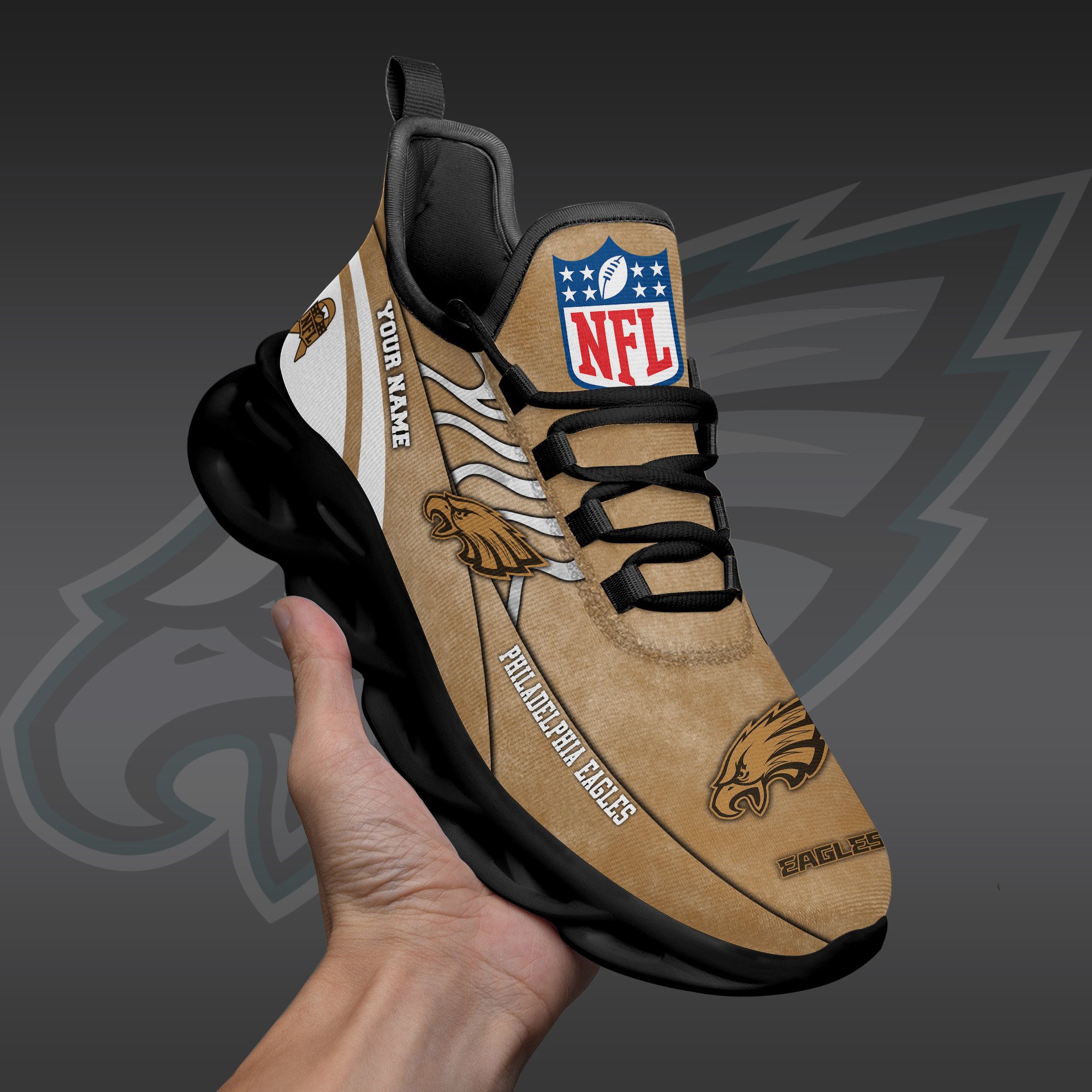 Philadelphia Eagles Black Max Soul Shoes 2026 Versions Custom Your Name And Number 264