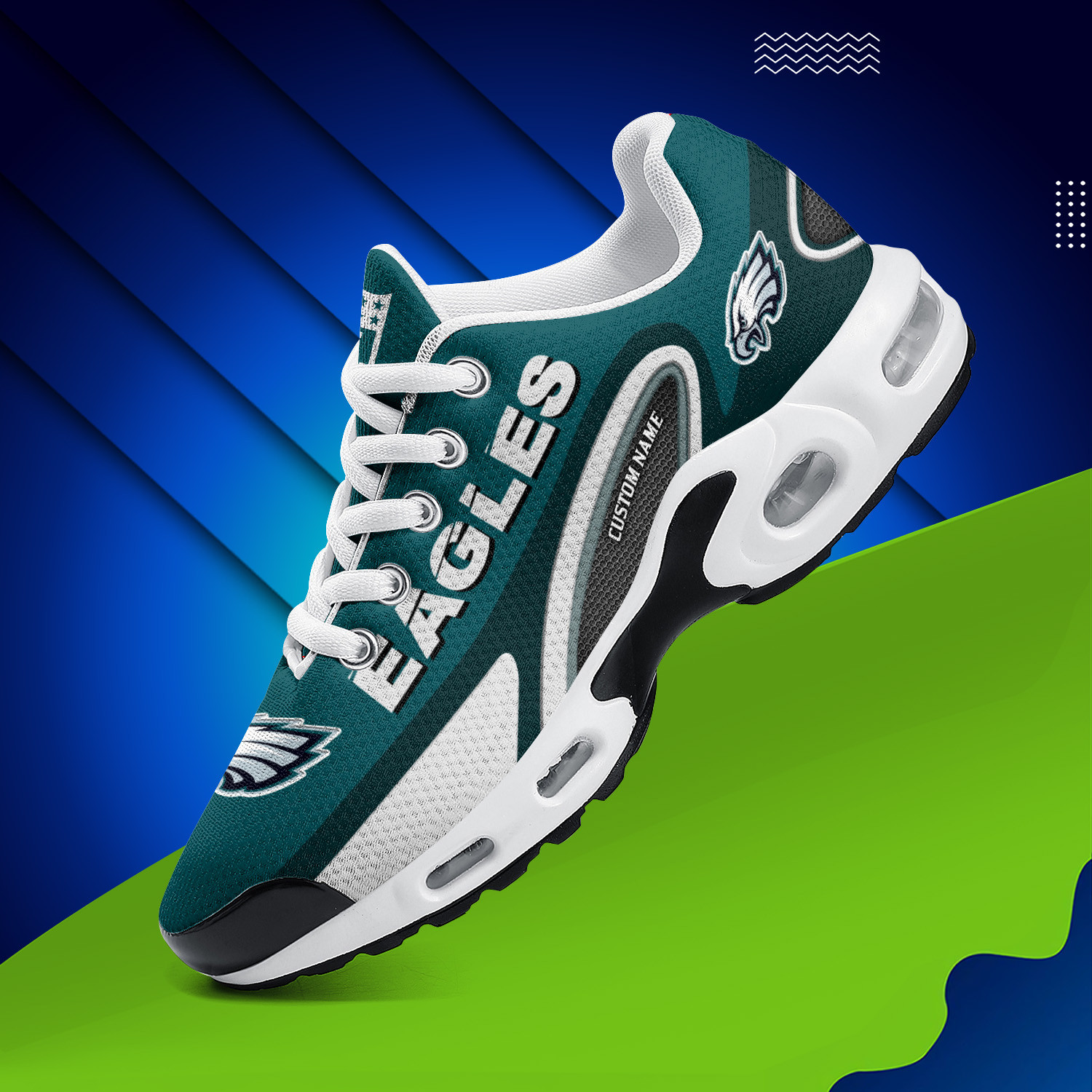 Philadelphia Eagles Personalized Name Team Logo Mix Colors Oval Line TN Air Max Shoes Air Cushion Sneakers
