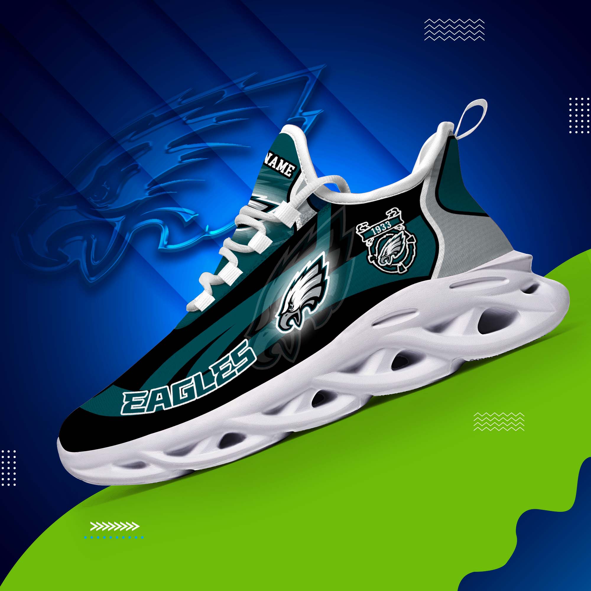 Philadelphia Eagles White C Sneakers 2026 Version Personalized Your Name 090