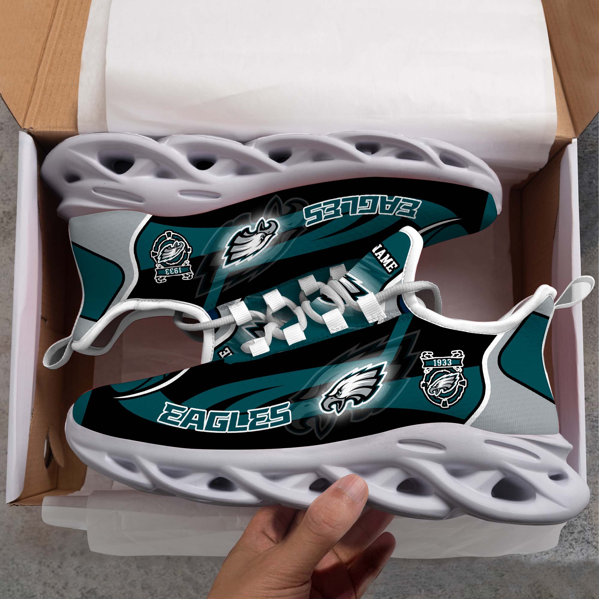 Philadelphia Eagles White C Sneakers 2026 Version Personalized Your Name 090