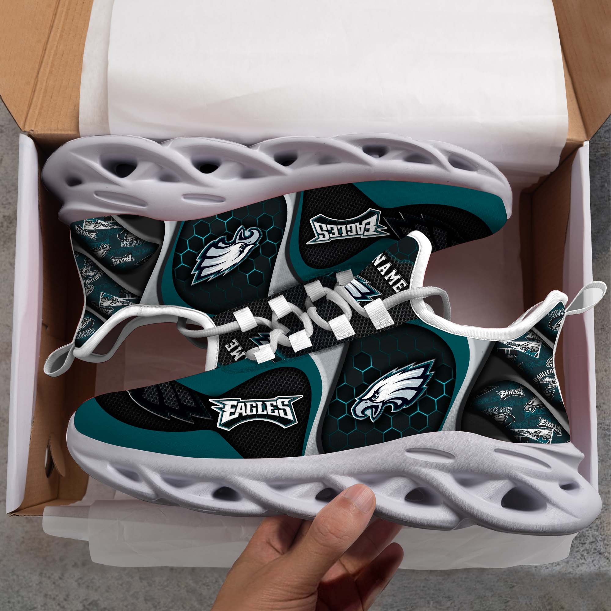 Philadelphia Eagles White C Sneakers 2026 Version Personalized Your Name 432