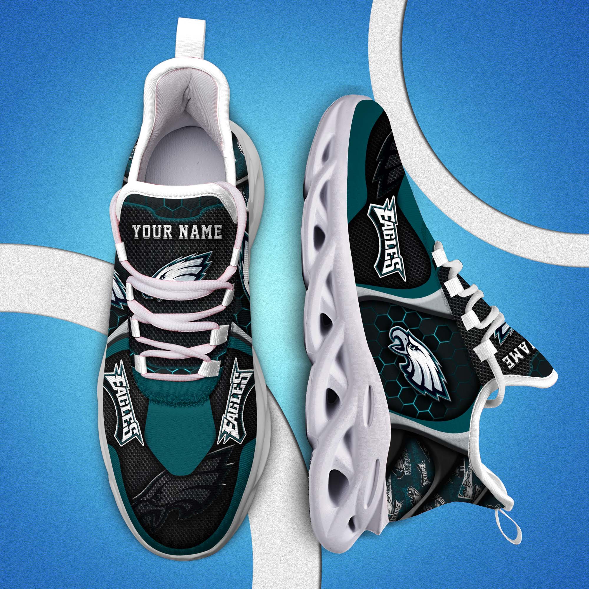 Philadelphia Eagles White C Sneakers 2026 Version Personalized Your Name 432