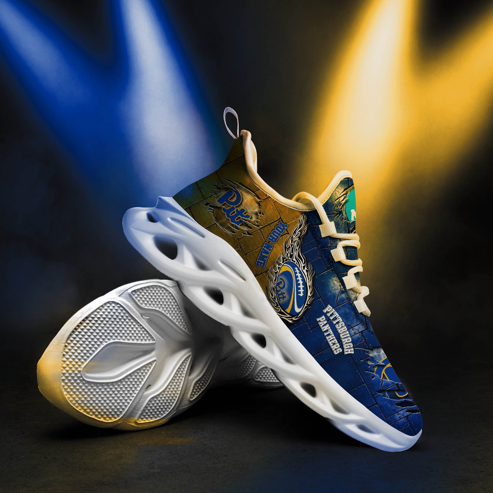 Pittsburgh Panthers Black Max Soul Shoes 2026 Versions, White Max Soul Shoes Custom Your Name PH879