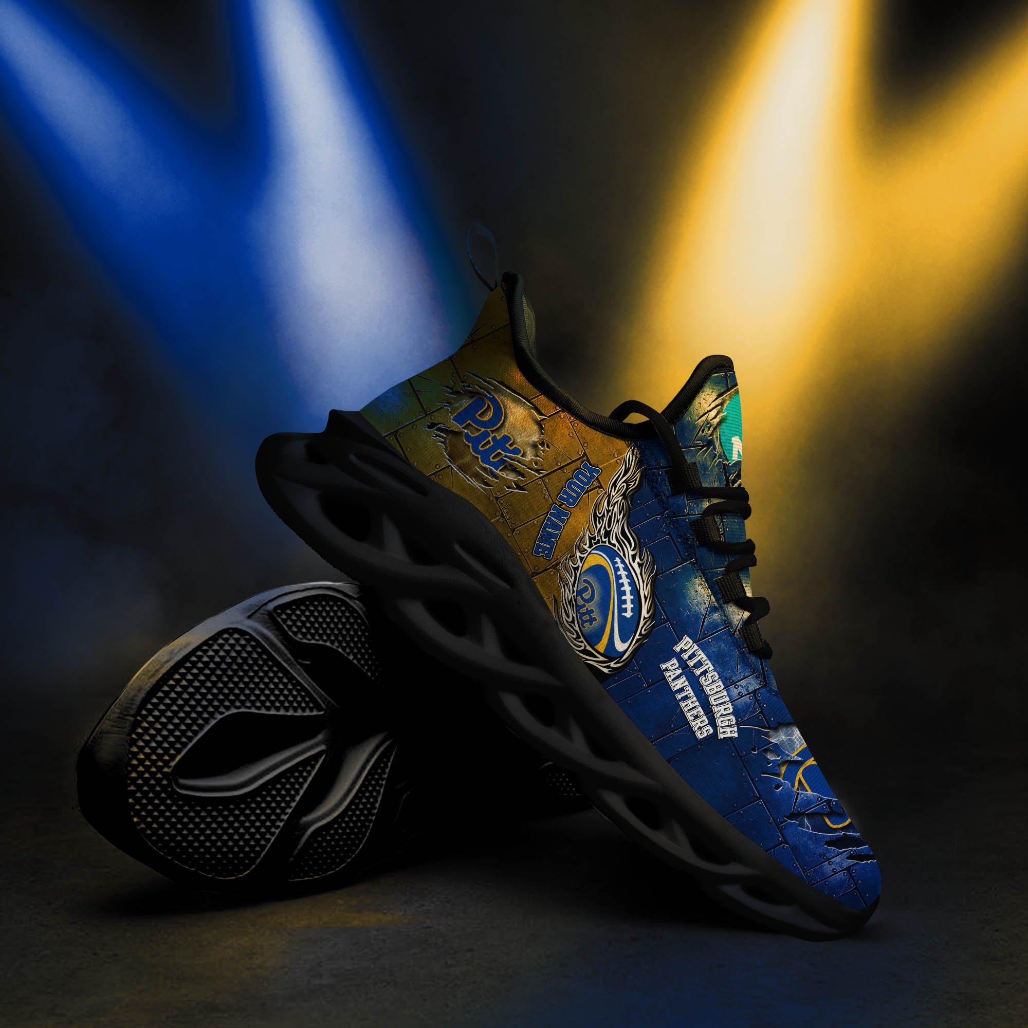 Pittsburgh Panthers Black Max Soul Shoes 2026 Versions, White Max Soul Shoes Custom Your Name PH879