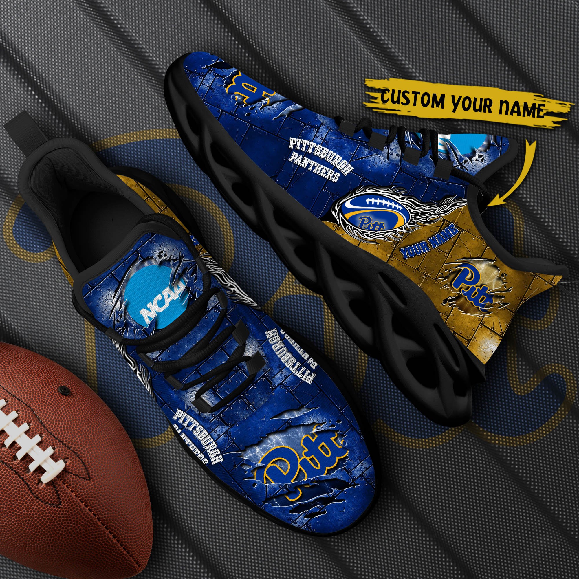 Pittsburgh Panthers Black Max Soul Shoes 2026 Versions, White Max Soul Shoes Custom Your Name PH879
