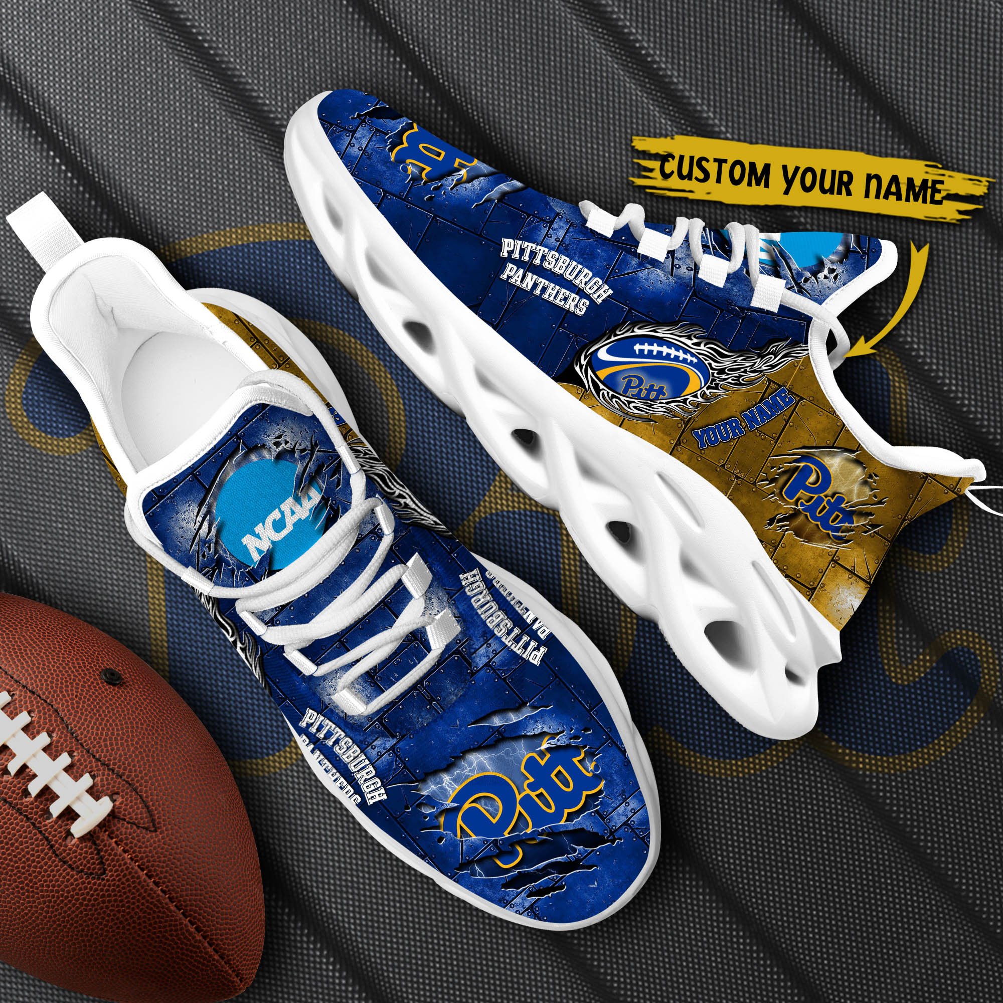 Pittsburgh Panthers Black Max Soul Shoes 2026 Versions, White Max Soul Shoes Custom Your Name PH879