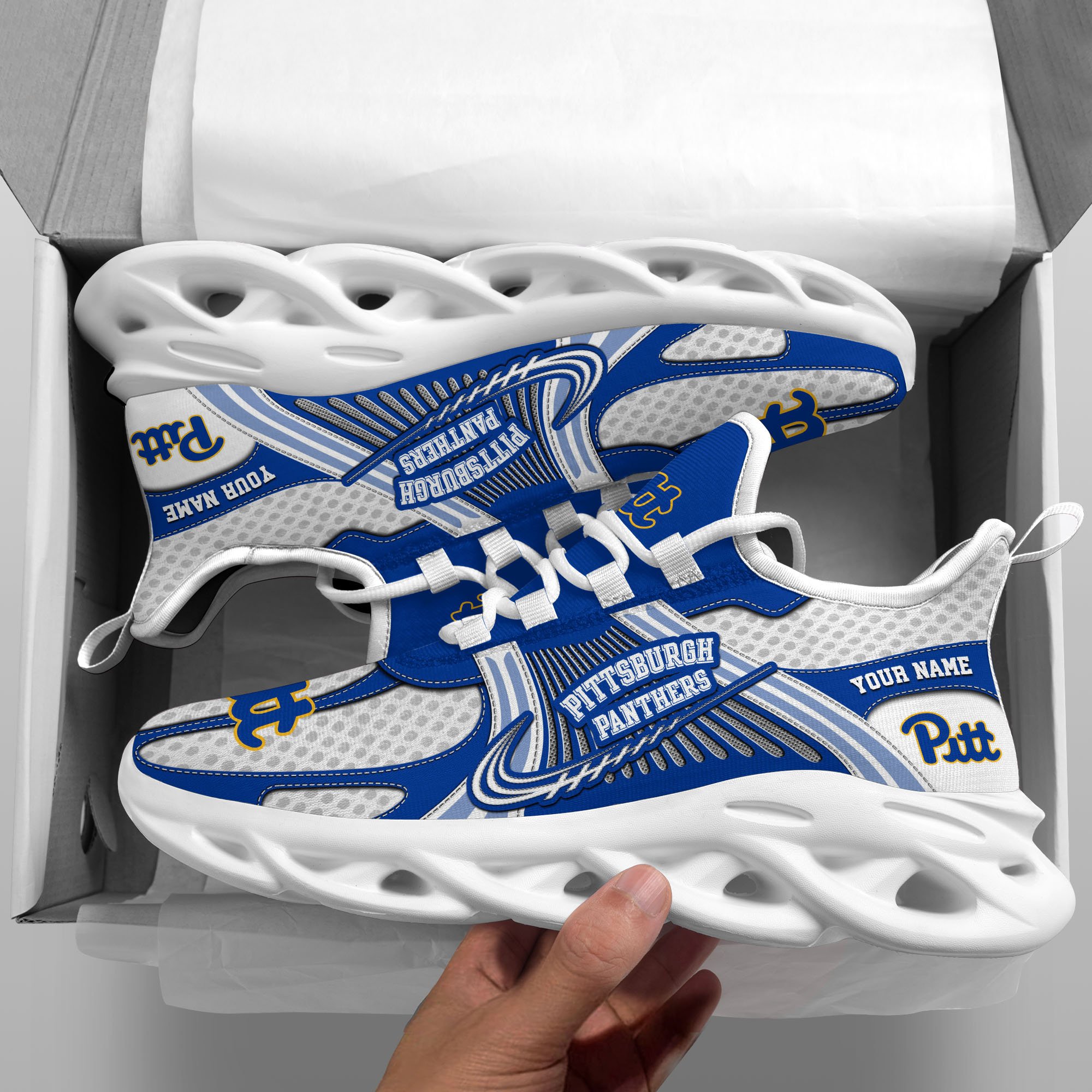 Pittsburgh Panthers Clunky Sneakers Custom Your Name, Sport Sneakers, Sport Gifts For Fan, Gifts For Him