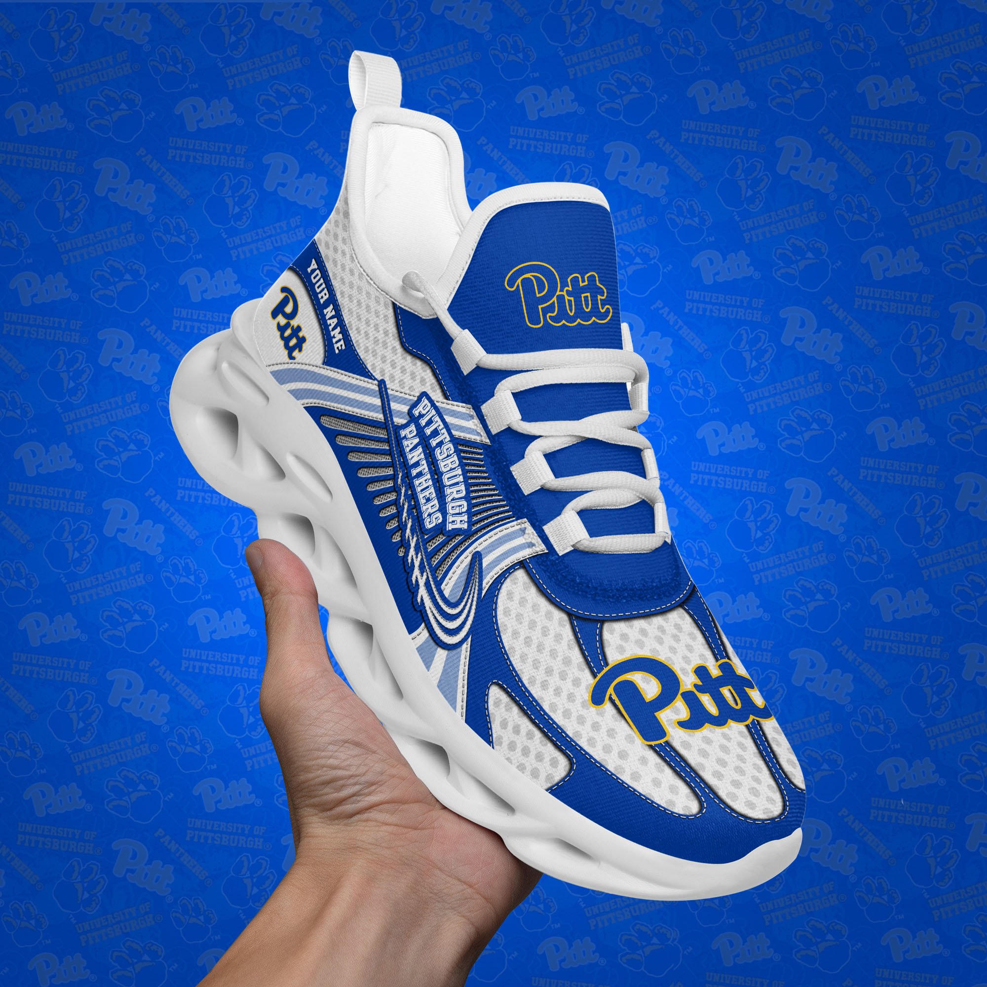 Pittsburgh Panthers Clunky Sneakers Custom Your Name, Sport Sneakers, Sport Gifts For Fan, Gifts For Him