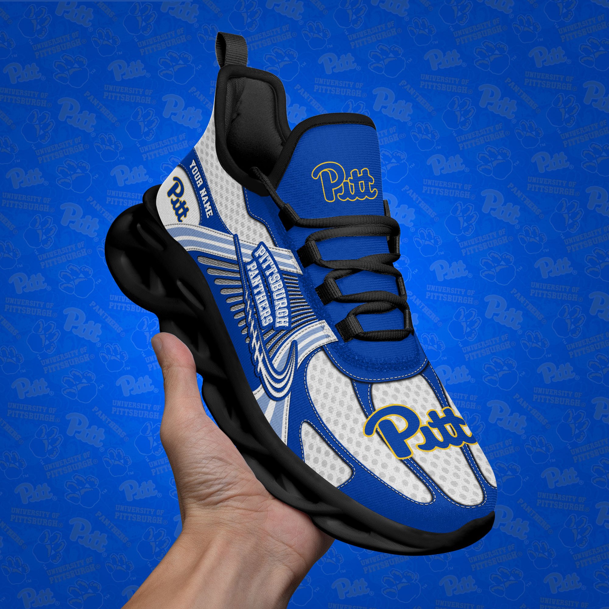 Pittsburgh Panthers Clunky Sneakers Custom Your Name, Sport Sneakers, Sport Gifts For Fan, Gifts For Him