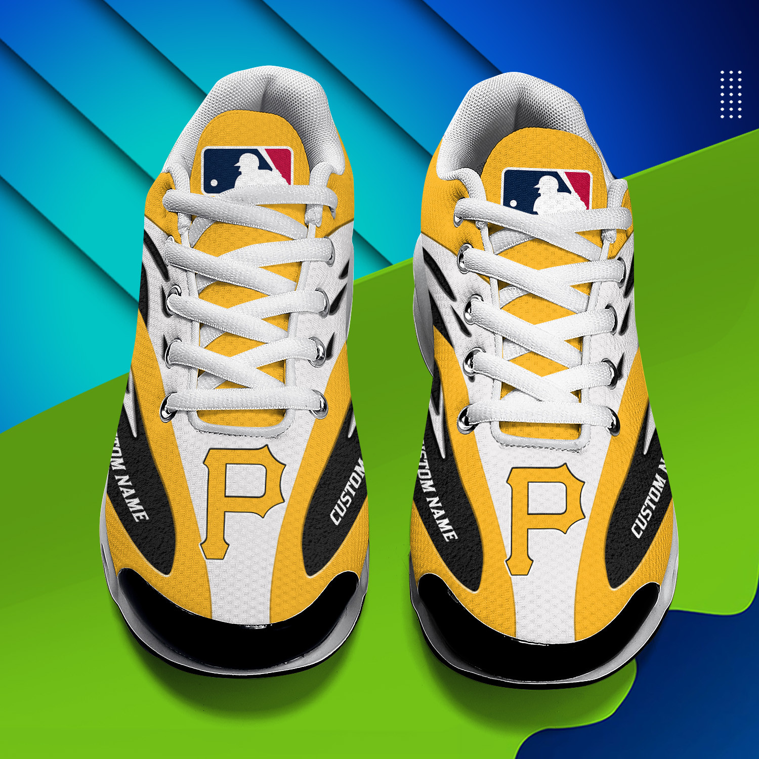Pittsburgh Pirates Personalized Name Team Logo Mix Colors Wave Line TN Air Max Shoes Air Cushion Sneakers