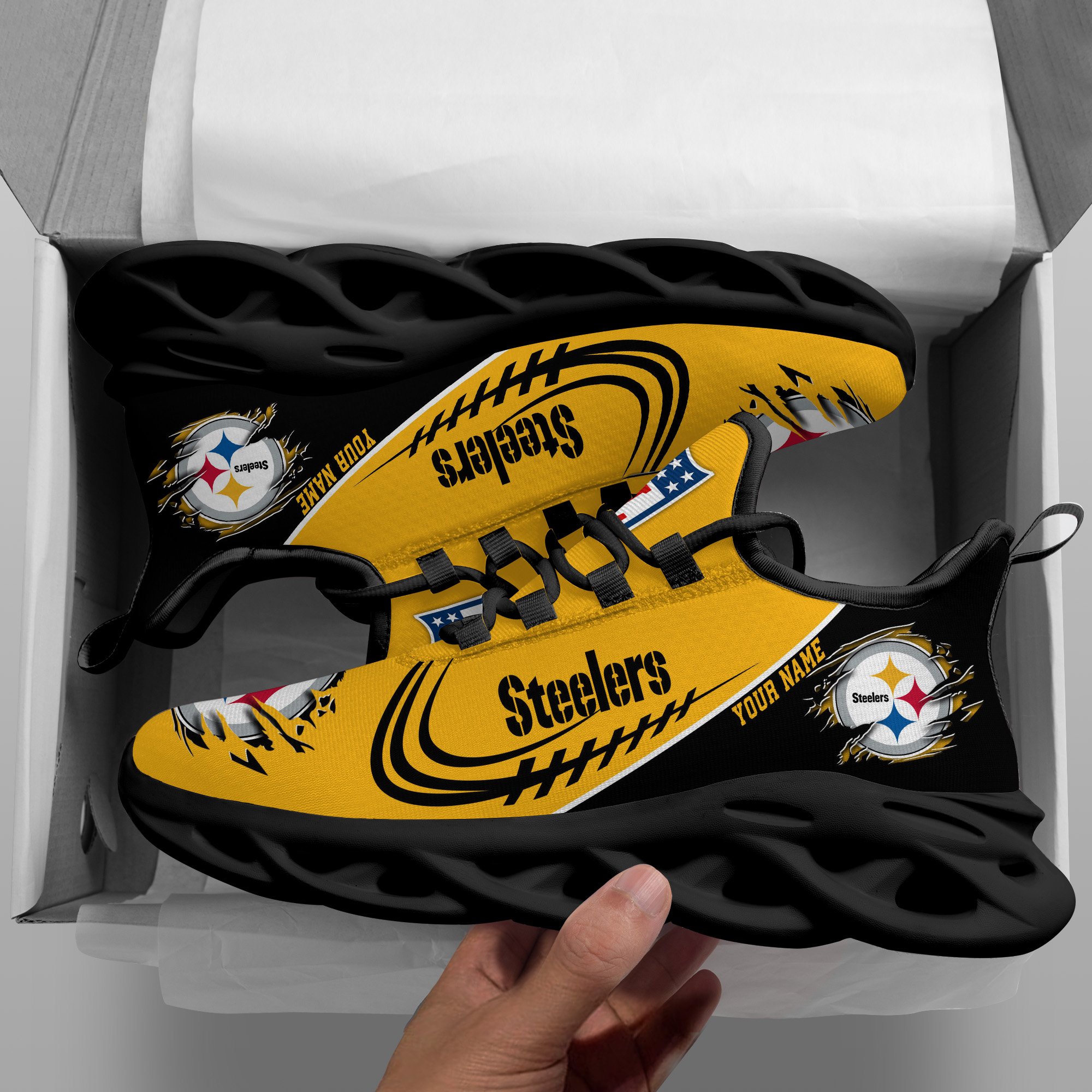 Pittsburgh Steelers Black Max Soul Shoes 2026 Versions Custom Name 003