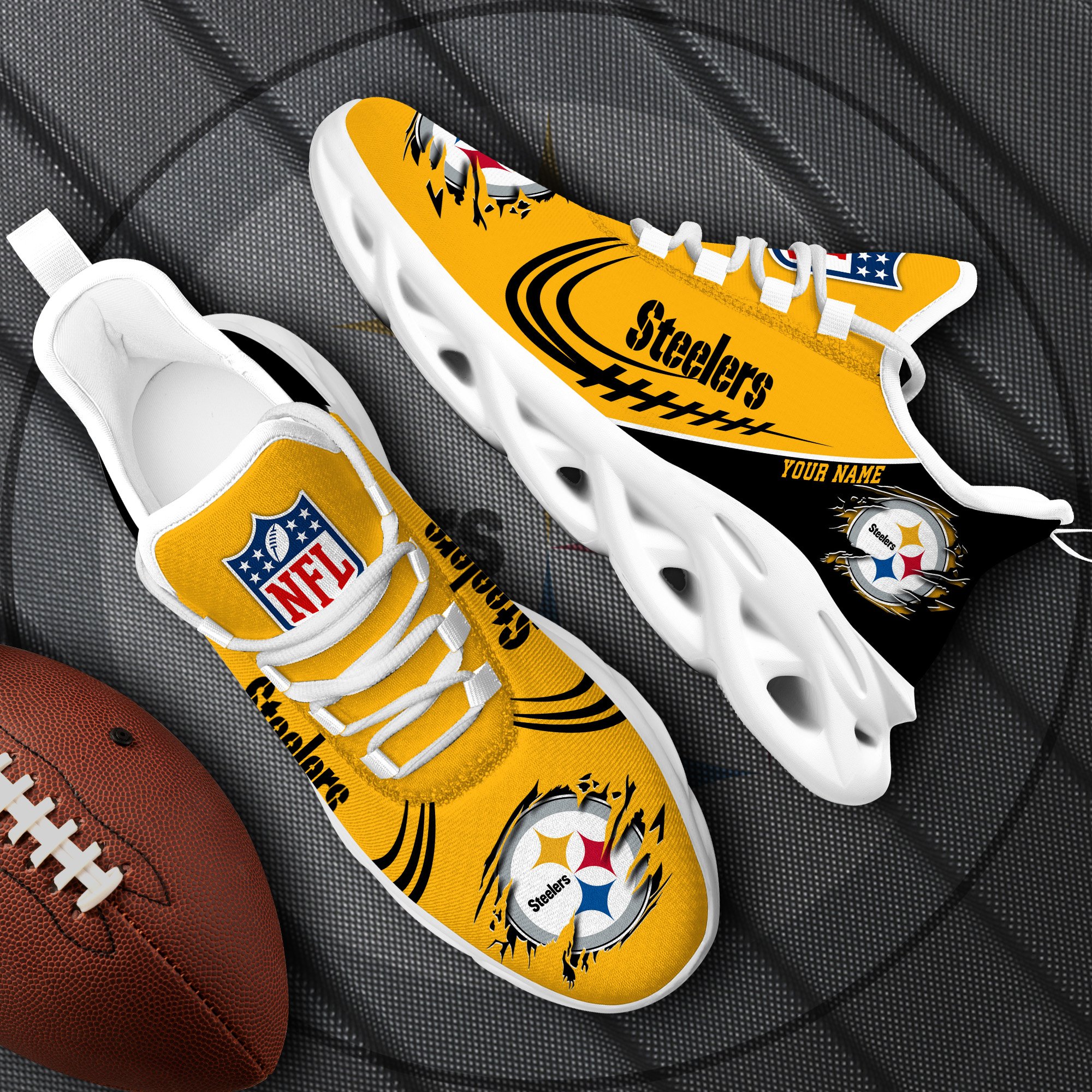 Pittsburgh Steelers Black Max Soul Shoes 2026 Versions Custom Name 003