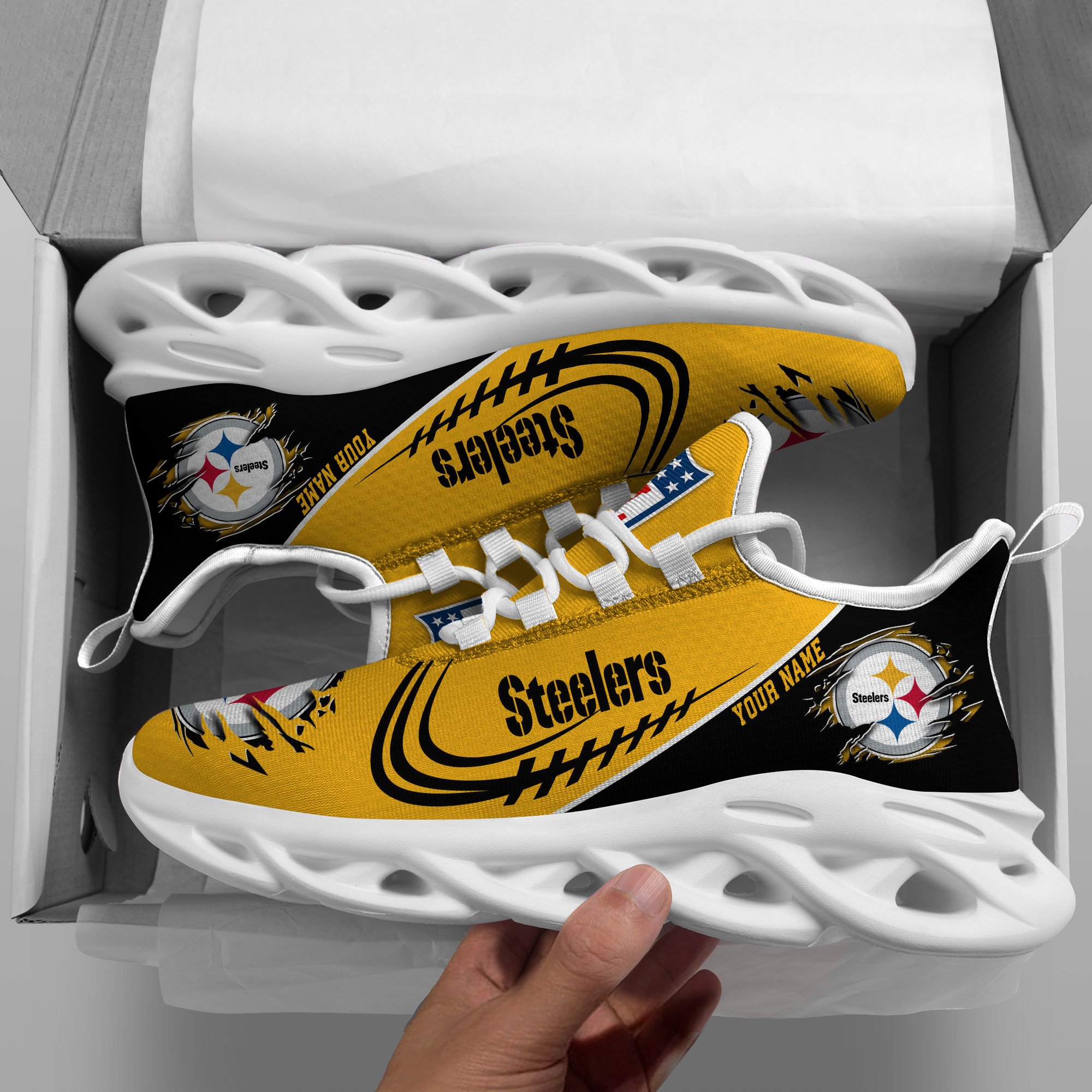 Pittsburgh Steelers Black Max Soul Shoes 2026 Versions Custom Name 003