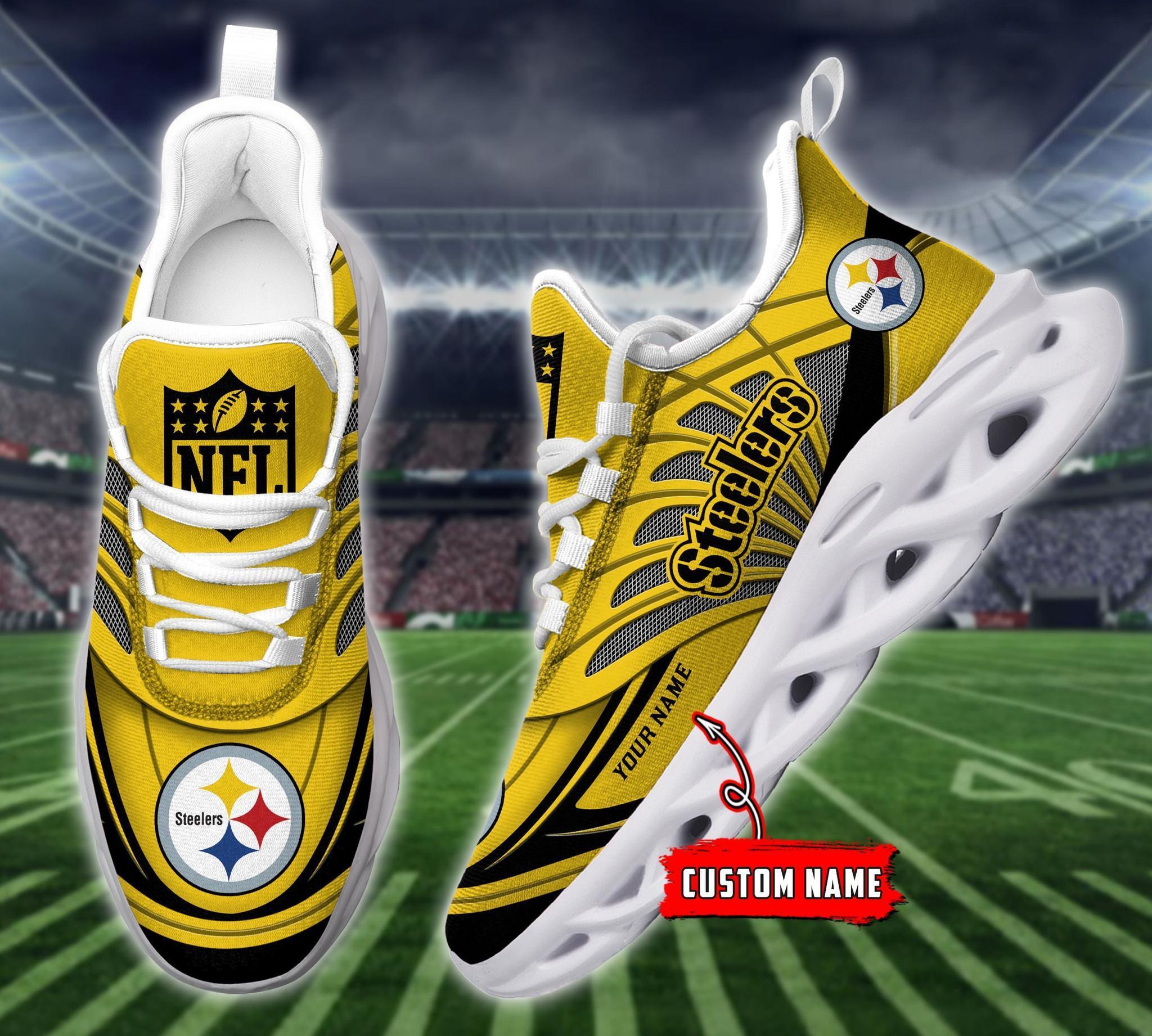 Pittsburgh Steelers Black Max Soul Shoes 2026 Versions Custom Name 637