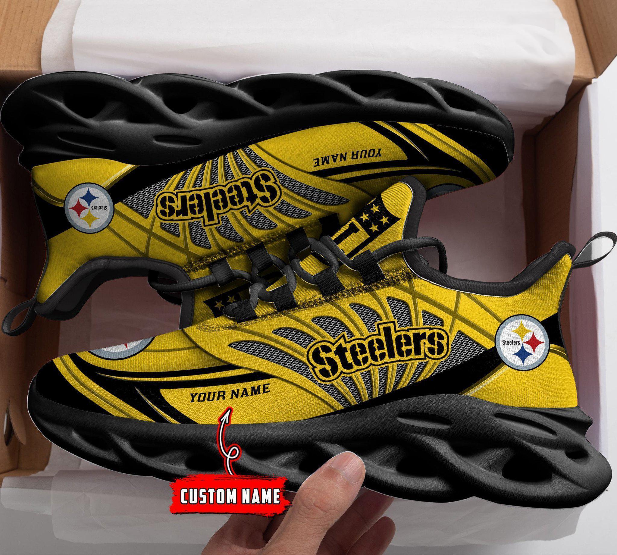 Pittsburgh Steelers Black Max Soul Shoes 2026 Versions Custom Name 637