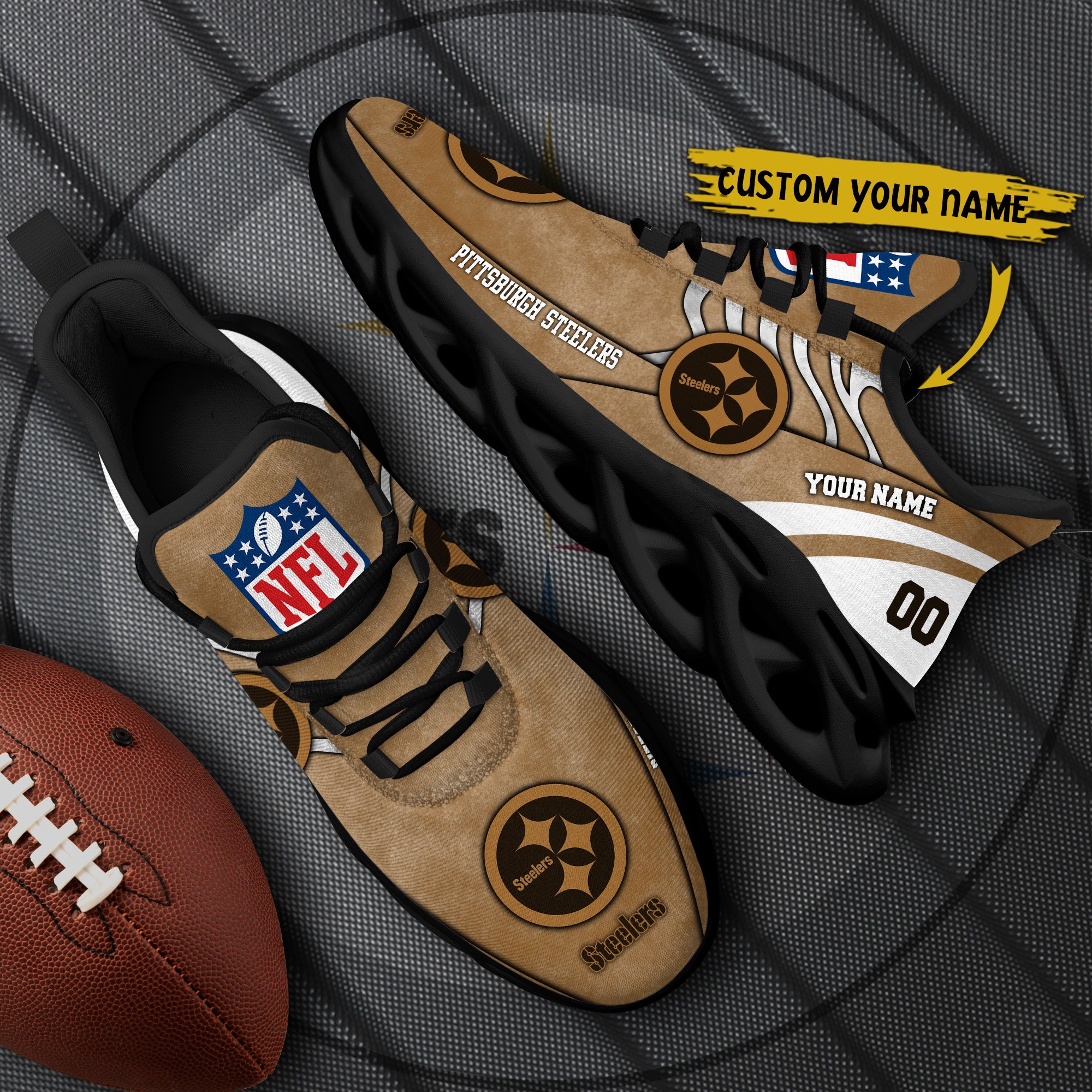 Pittsburgh Steelers Black Max Soul Shoes 2026 Versions Custom Your Name And Number 264