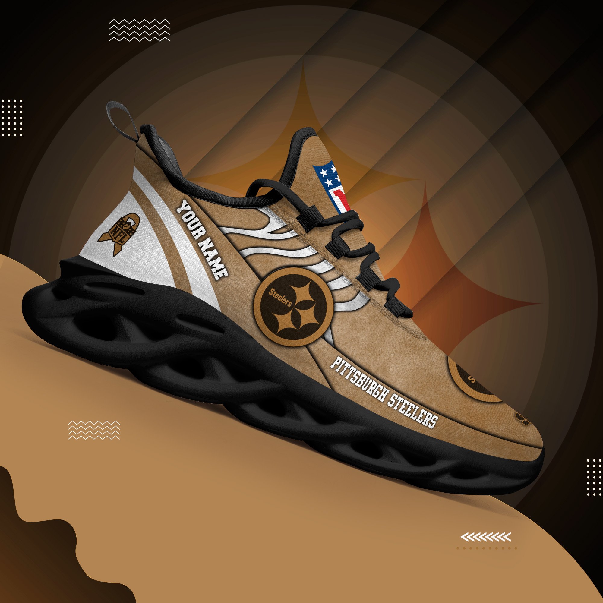 Pittsburgh Steelers Black Max Soul Shoes 2026 Versions Custom Your Name And Number 264