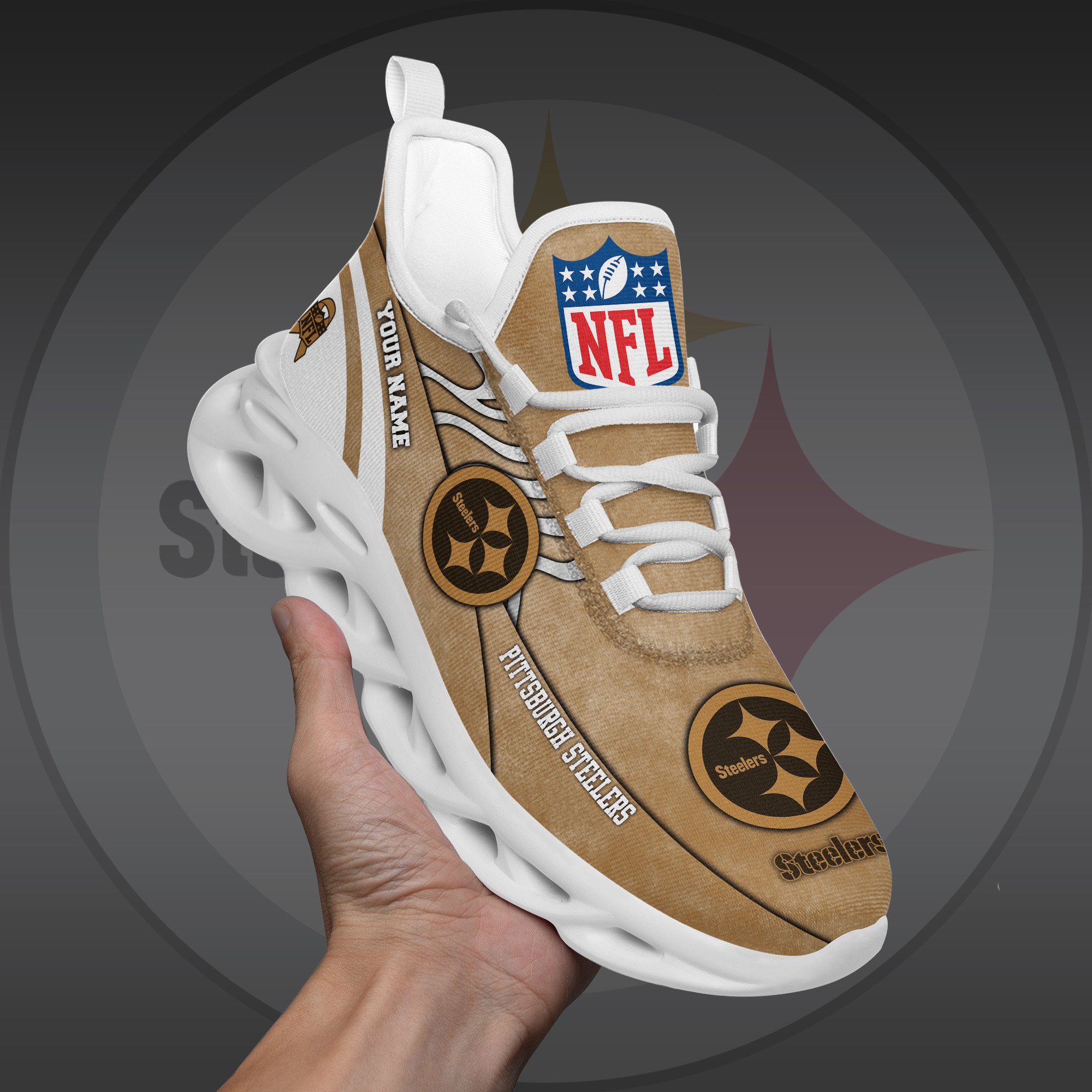 Pittsburgh Steelers Black Max Soul Shoes 2026 Versions Custom Your Name And Number 264