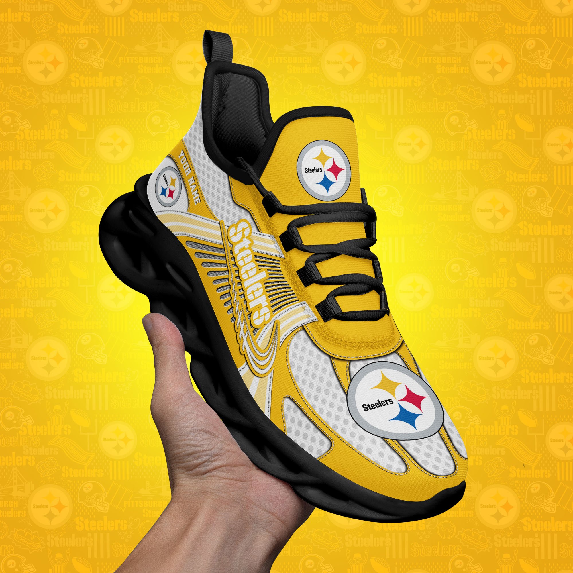 Pittsburgh Steelers Clunky Sneakers Custom Your Name, Sport Sneakers For Fans, Gifts For Sport Lovers, Gift For Dad ETRG-62453