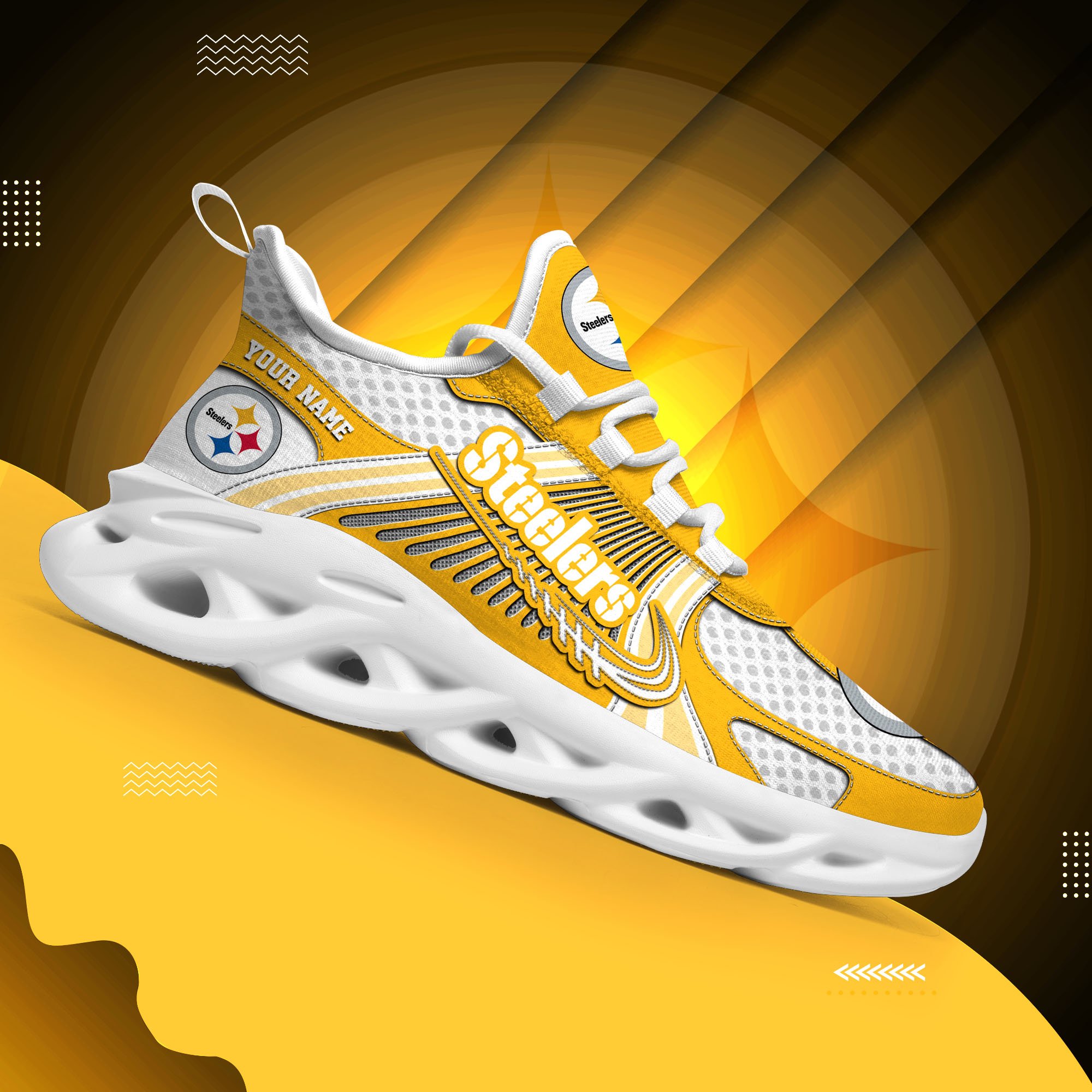 Pittsburgh Steelers Clunky Sneakers Custom Your Name, Sport Sneakers For Fans, Gifts For Sport Lovers, Gift For Dad ETRG-62453