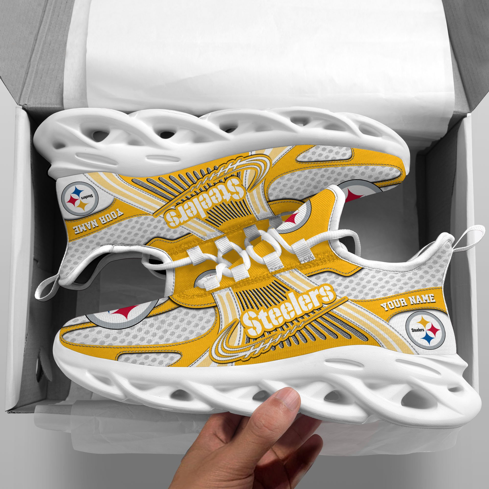 Pittsburgh Steelers Clunky Sneakers Custom Your Name, Sport Sneakers For Fans, Gifts For Sport Lovers, Gift For Dad ETRG-62453