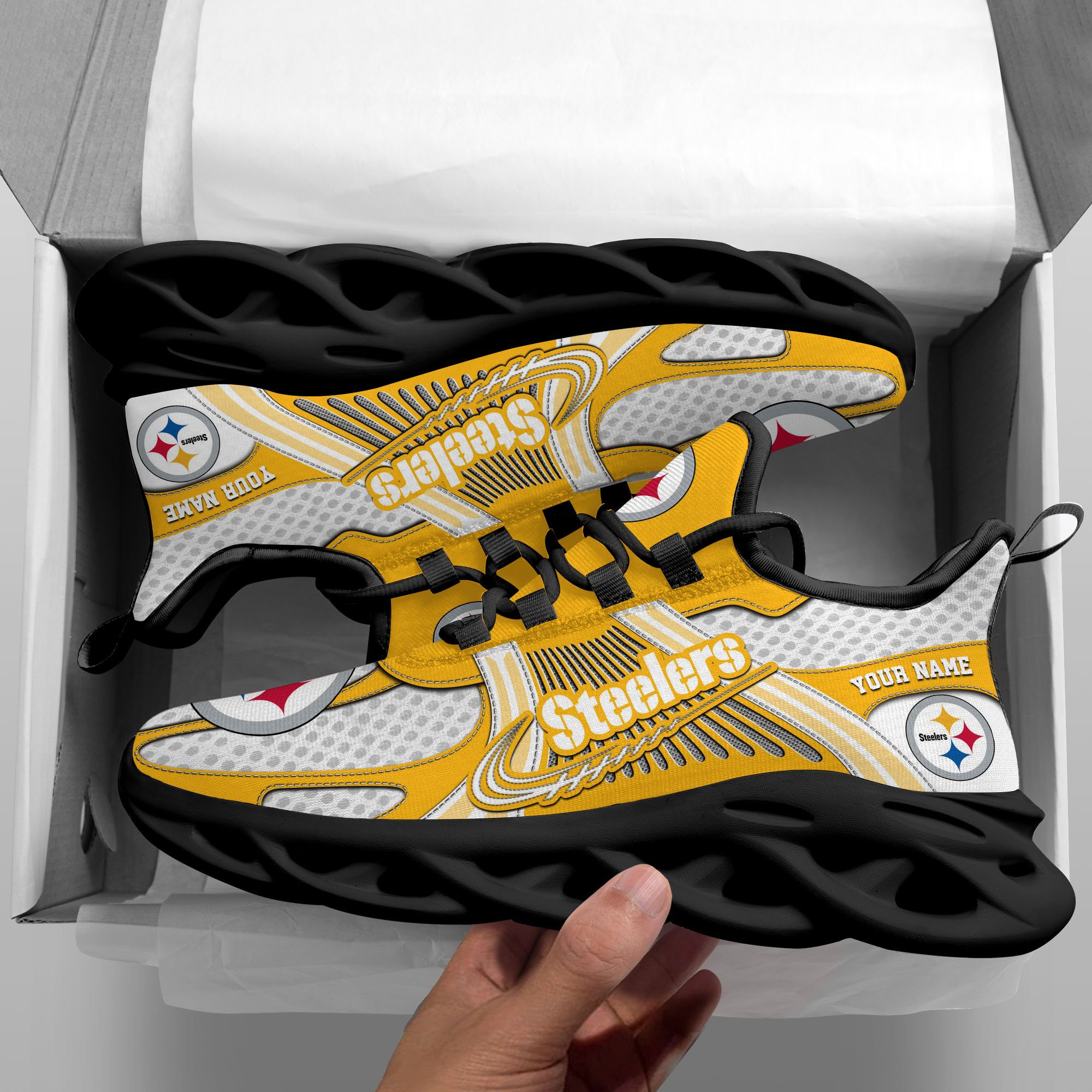 Pittsburgh Steelers Clunky Sneakers Custom Your Name, Sport Sneakers For Fans, Gifts For Sport Lovers, Gift For Dad ETRG-62453