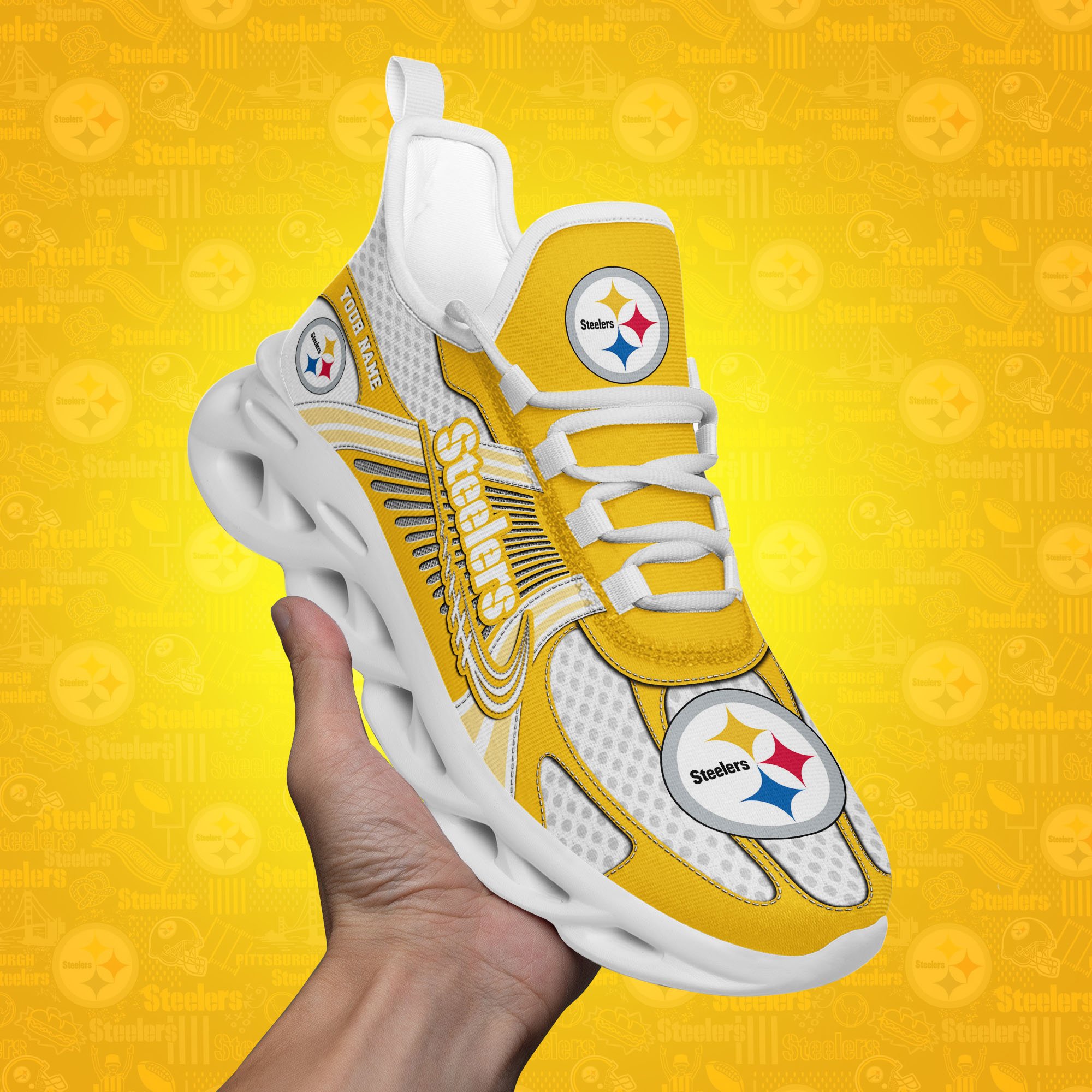 Pittsburgh Steelers Clunky Sneakers Custom Your Name, Sport Sneakers For Fans, Gifts For Sport Lovers, Gift For Dad ETRG-62453