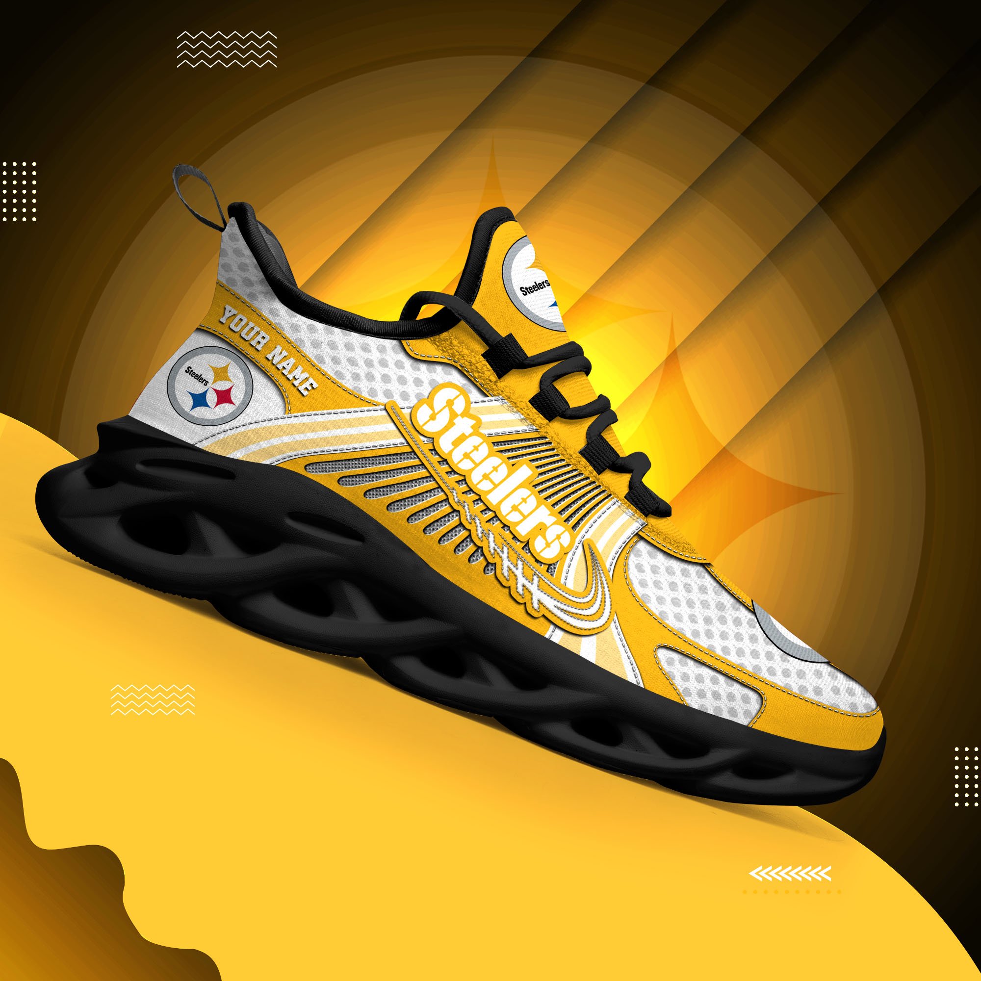 Pittsburgh Steelers Clunky Sneakers Custom Your Name, Sport Sneakers For Fans, Gifts For Sport Lovers, Gift For Dad ETRG-62453