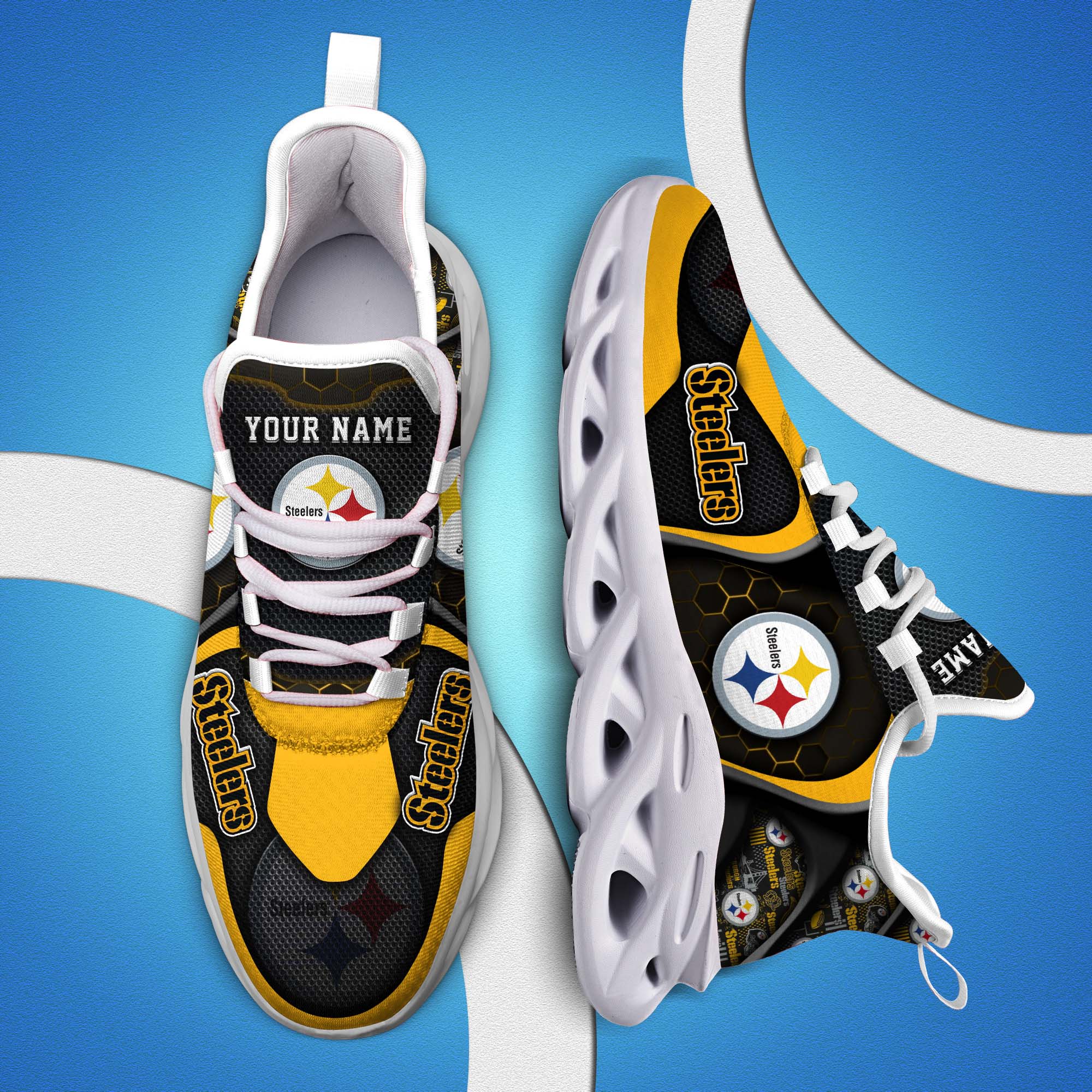 Pittsburgh Steelers White C Sneakers 2026 Version Personalized Your Name 432