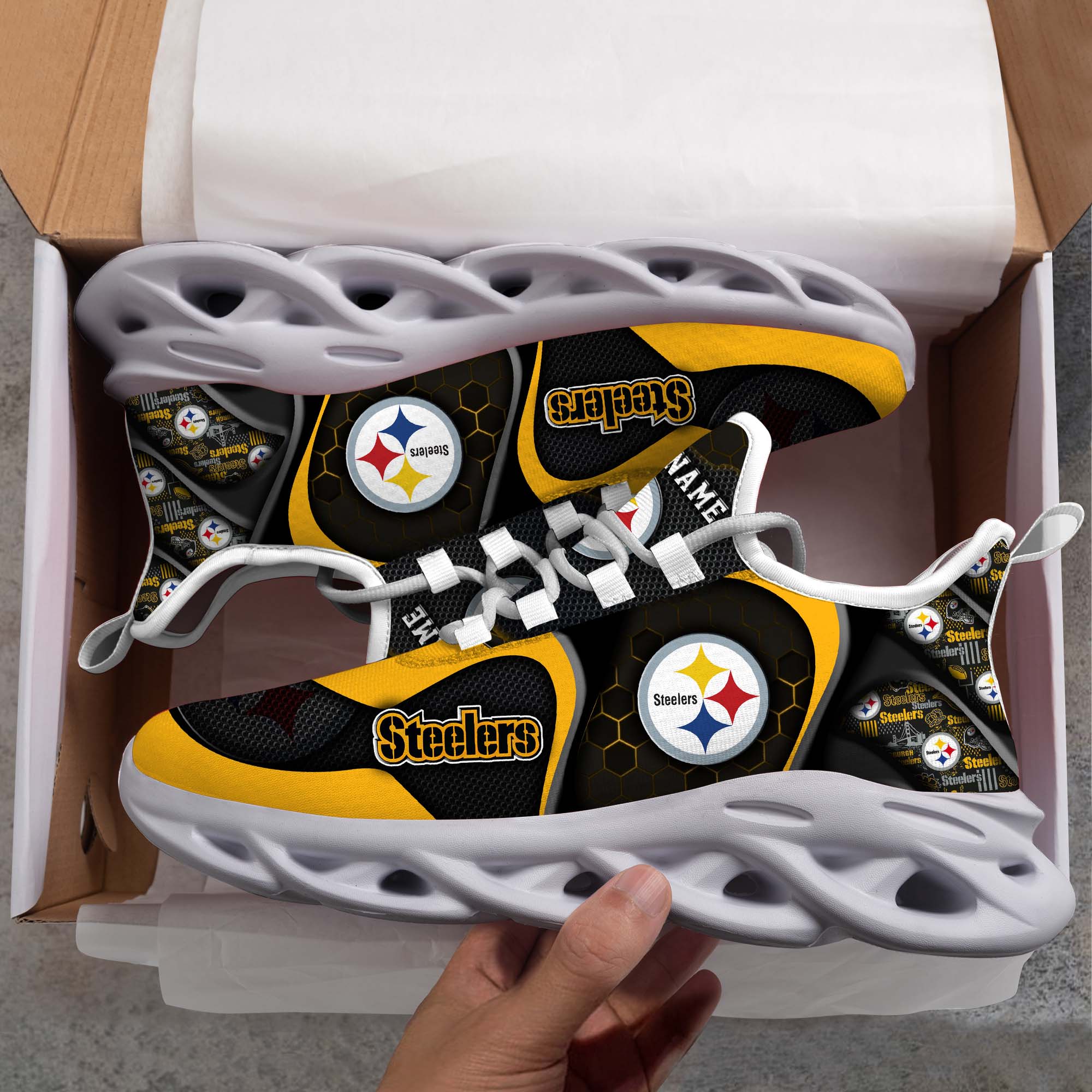 Pittsburgh Steelers White C Sneakers 2026 Version Personalized Your Name 432