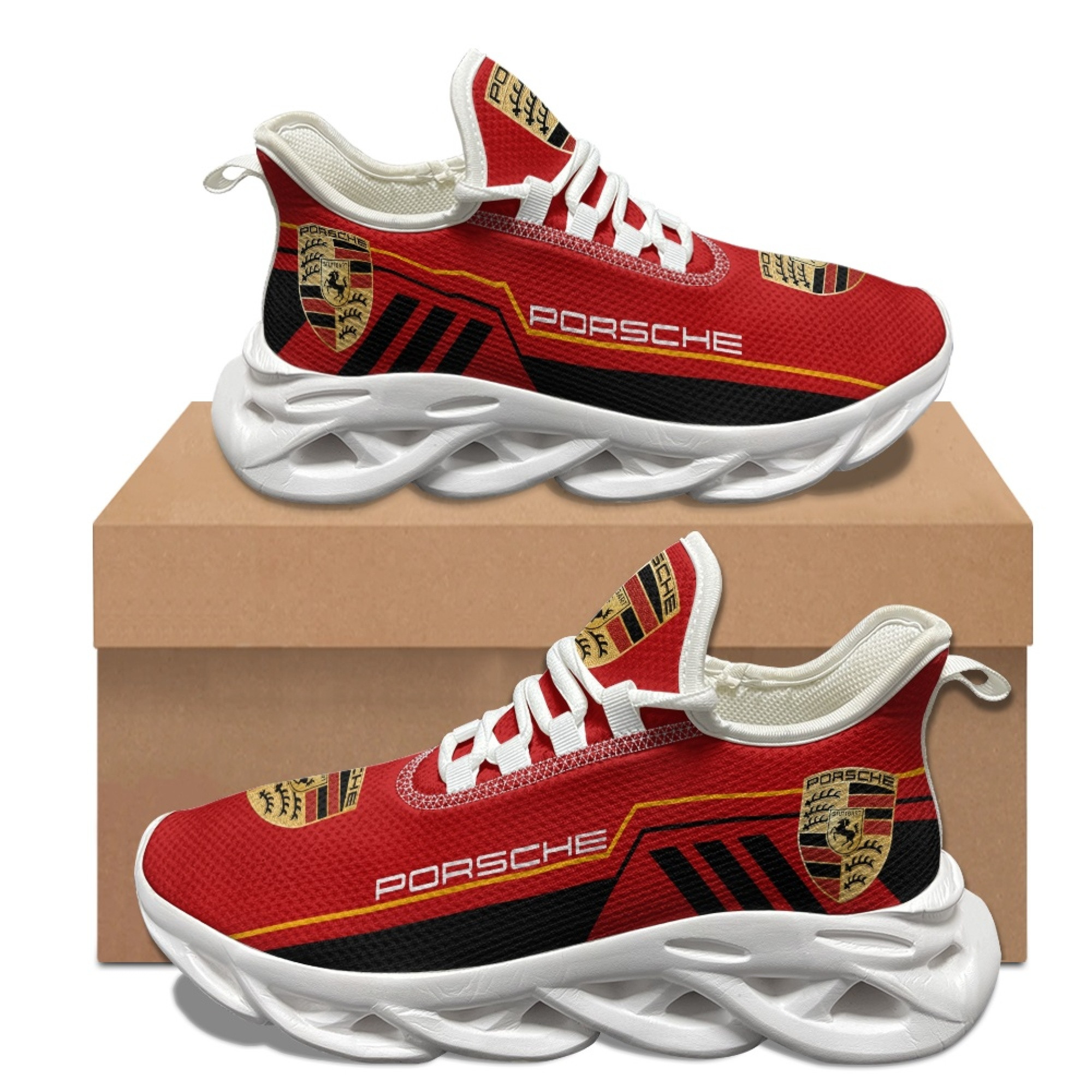 Porsche Red Black Chunky Custom Sneaker