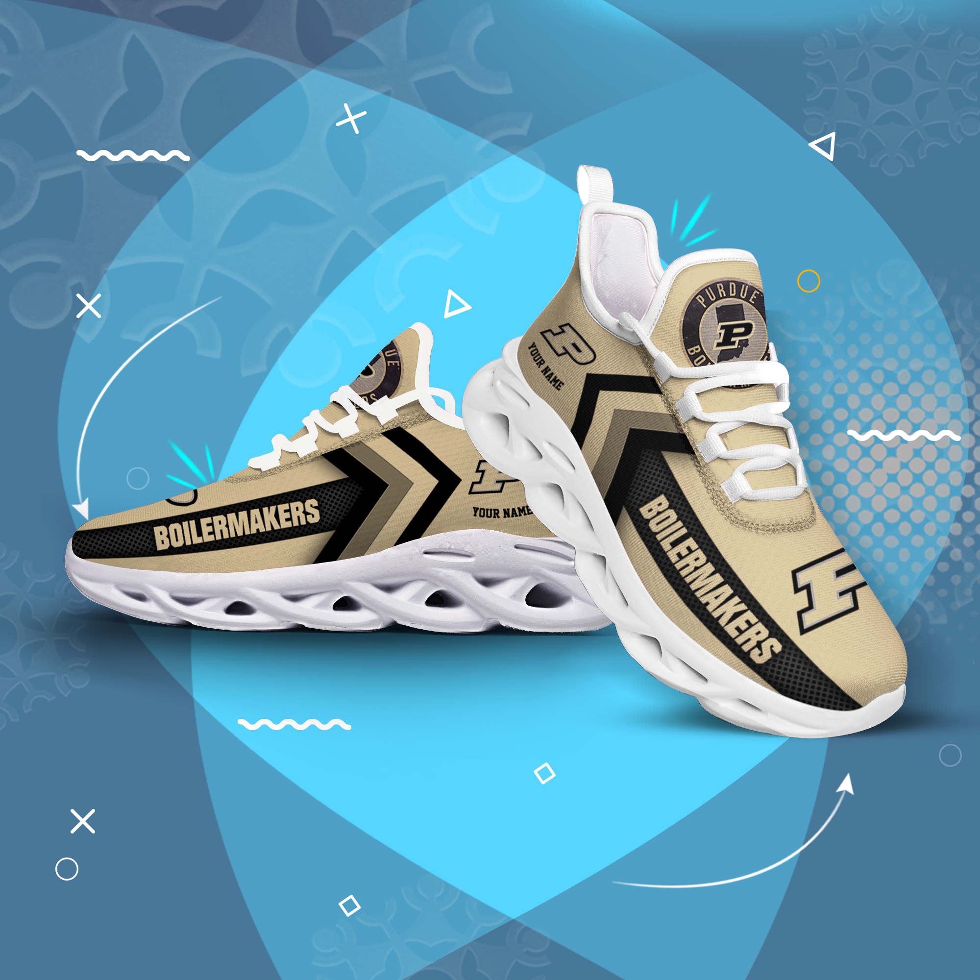 Purdue Boilermakers Personalized Custom Name Max Soul Shoes DS003