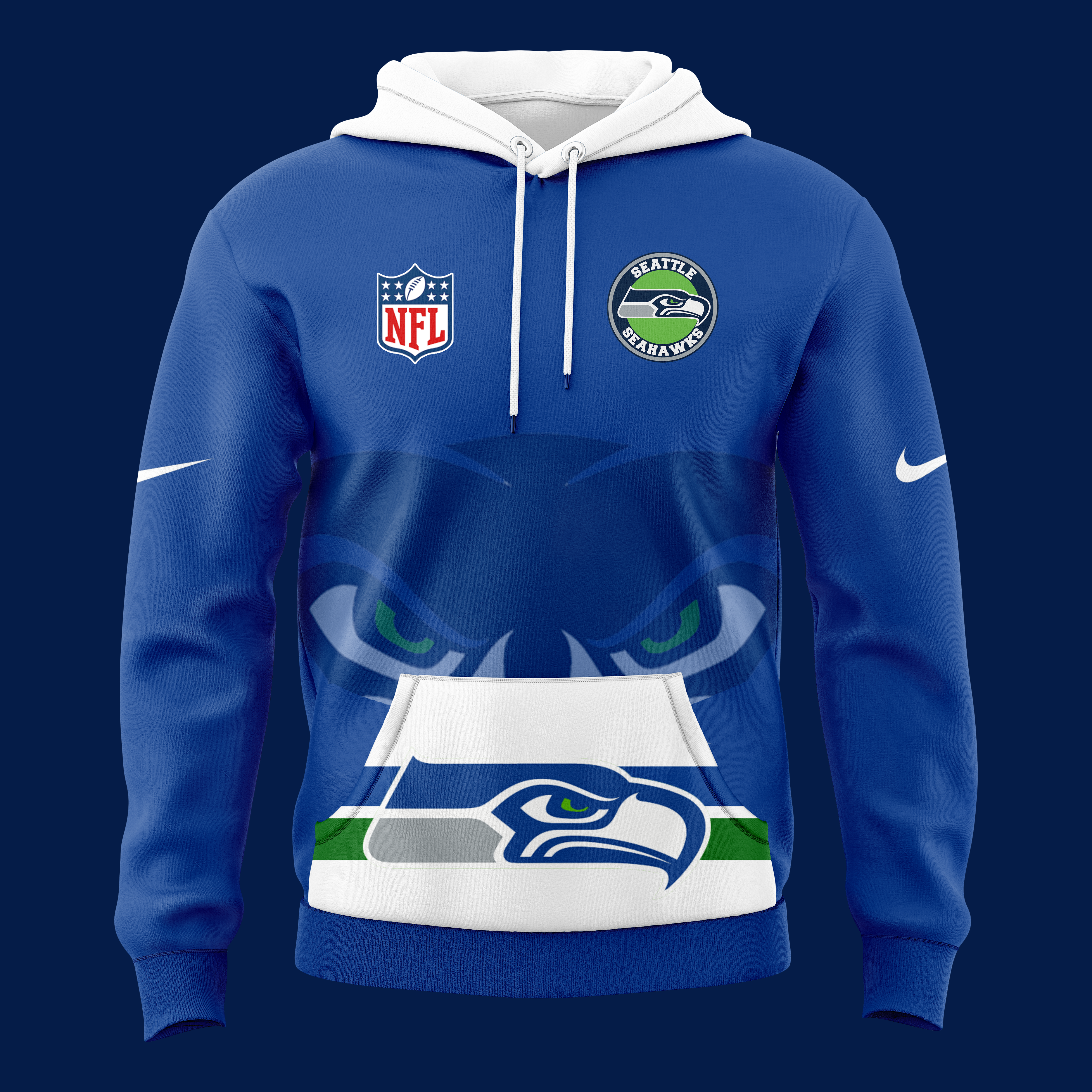 Royal Seattle Seahawks Throwback Game Hoodie