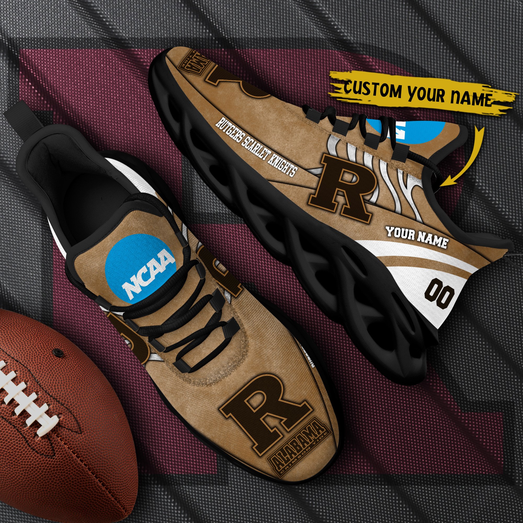 Rutgers Scarlet Knights Black Max Soul Shoes 2026 Versions Custom Your Name And Number 312