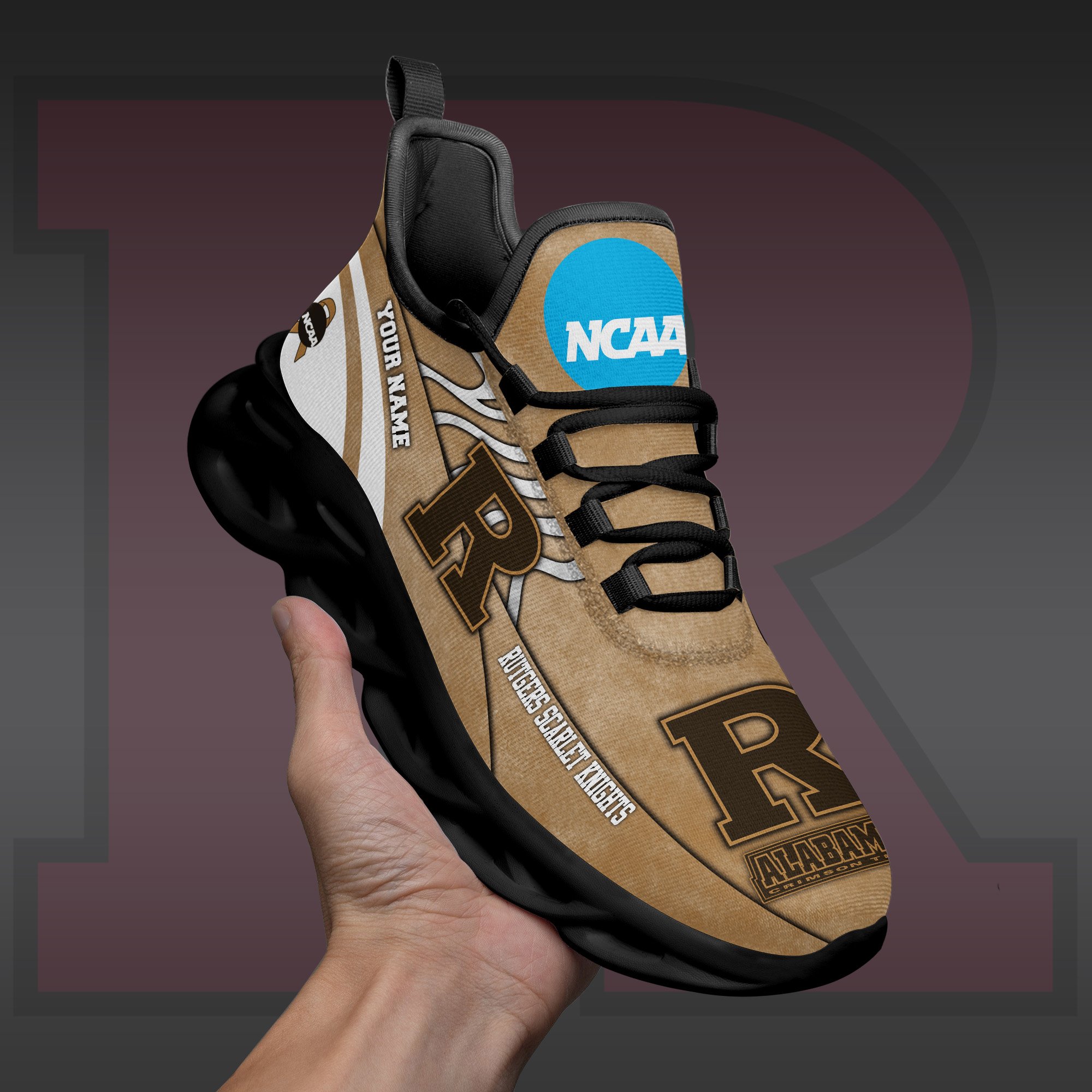 Rutgers Scarlet Knights Black Max Soul Shoes 2026 Versions Custom Your Name And Number 312
