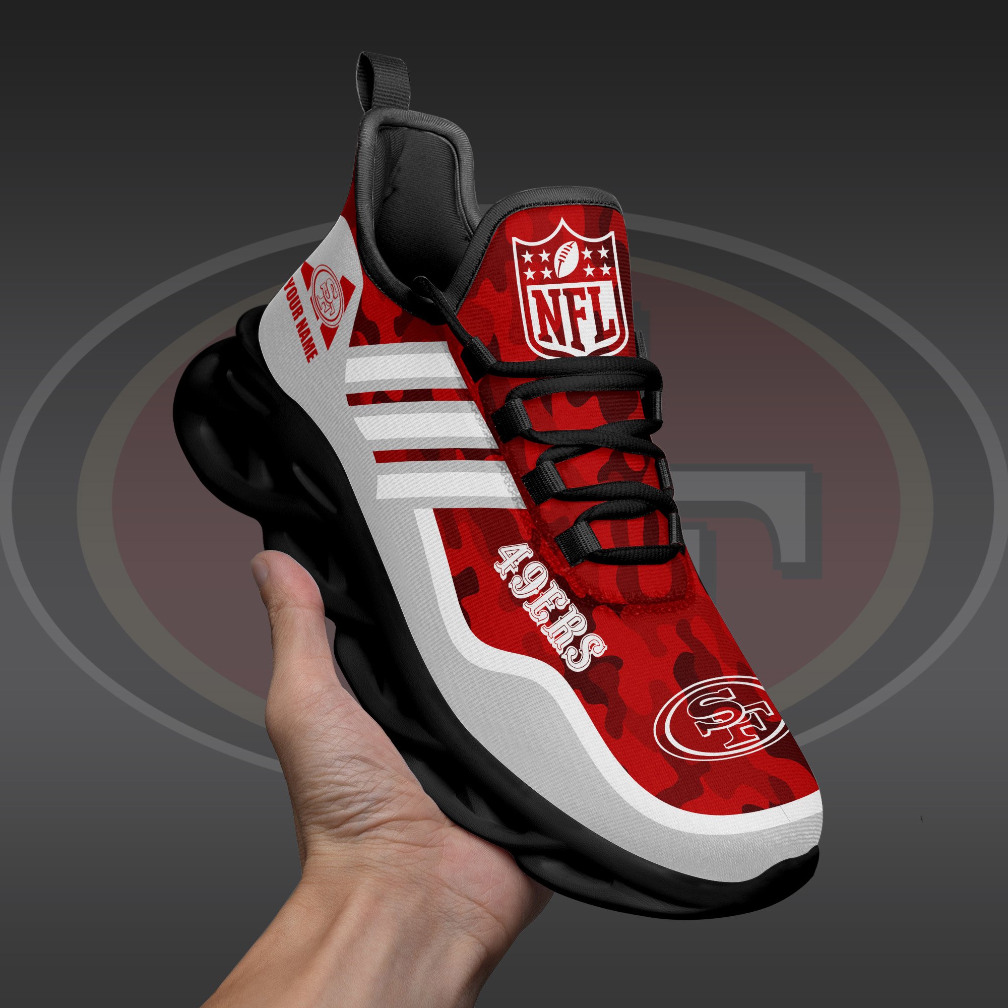 San Francisco 49Ers Black Max Soul Shoes 2026 Versions Custom Name 430