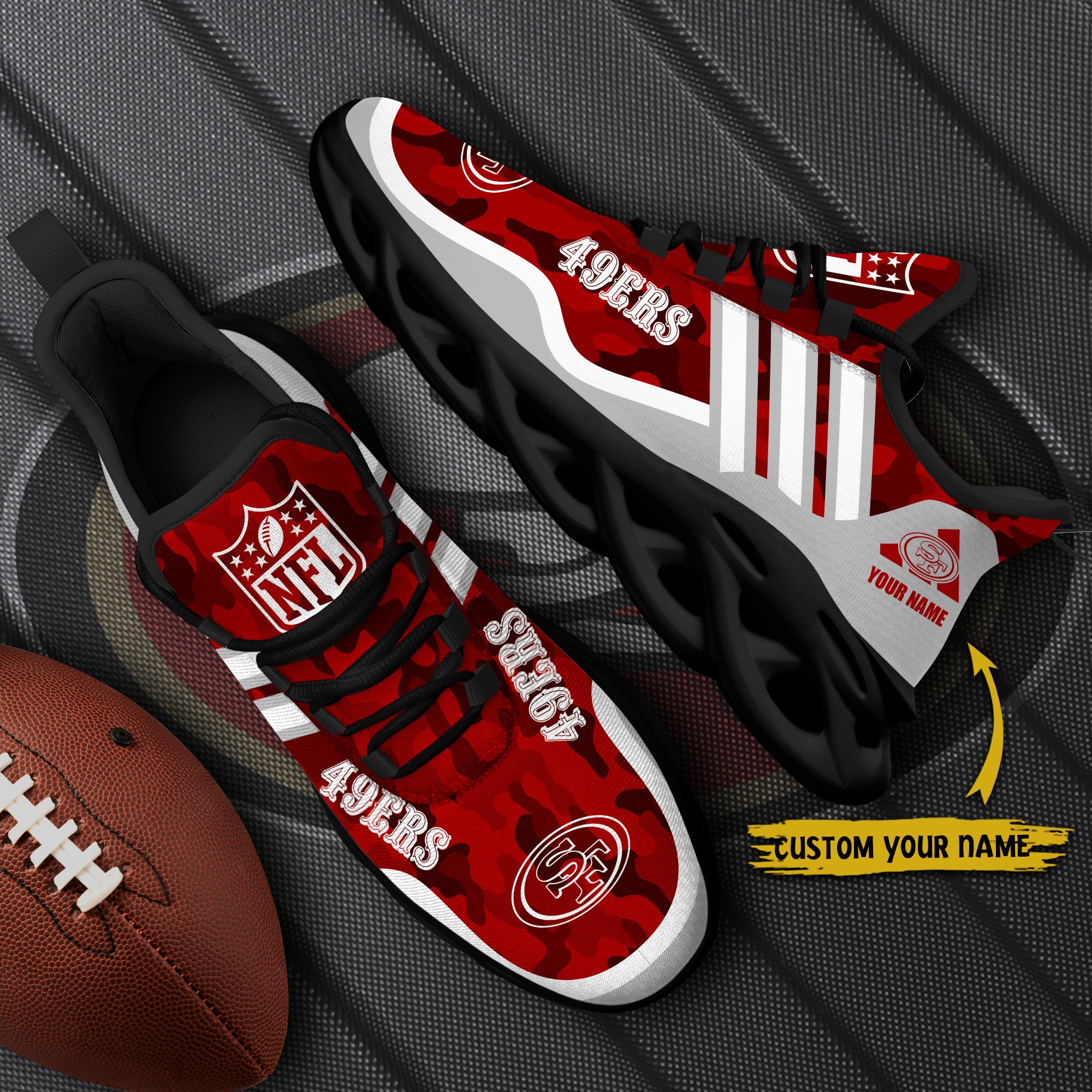 San Francisco 49Ers Black Max Soul Shoes 2026 Versions Custom Name 430