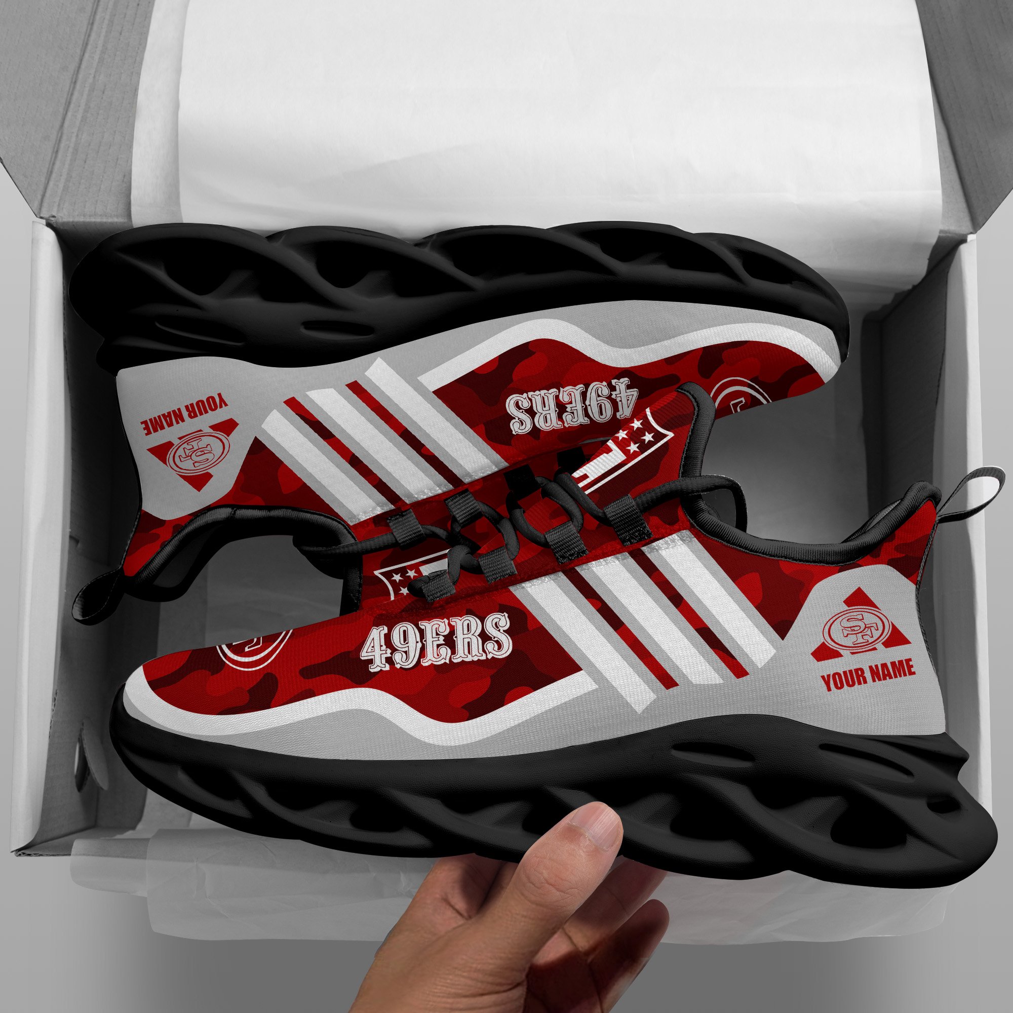 San Francisco 49Ers Black Max Soul Shoes 2026 Versions Custom Name 430