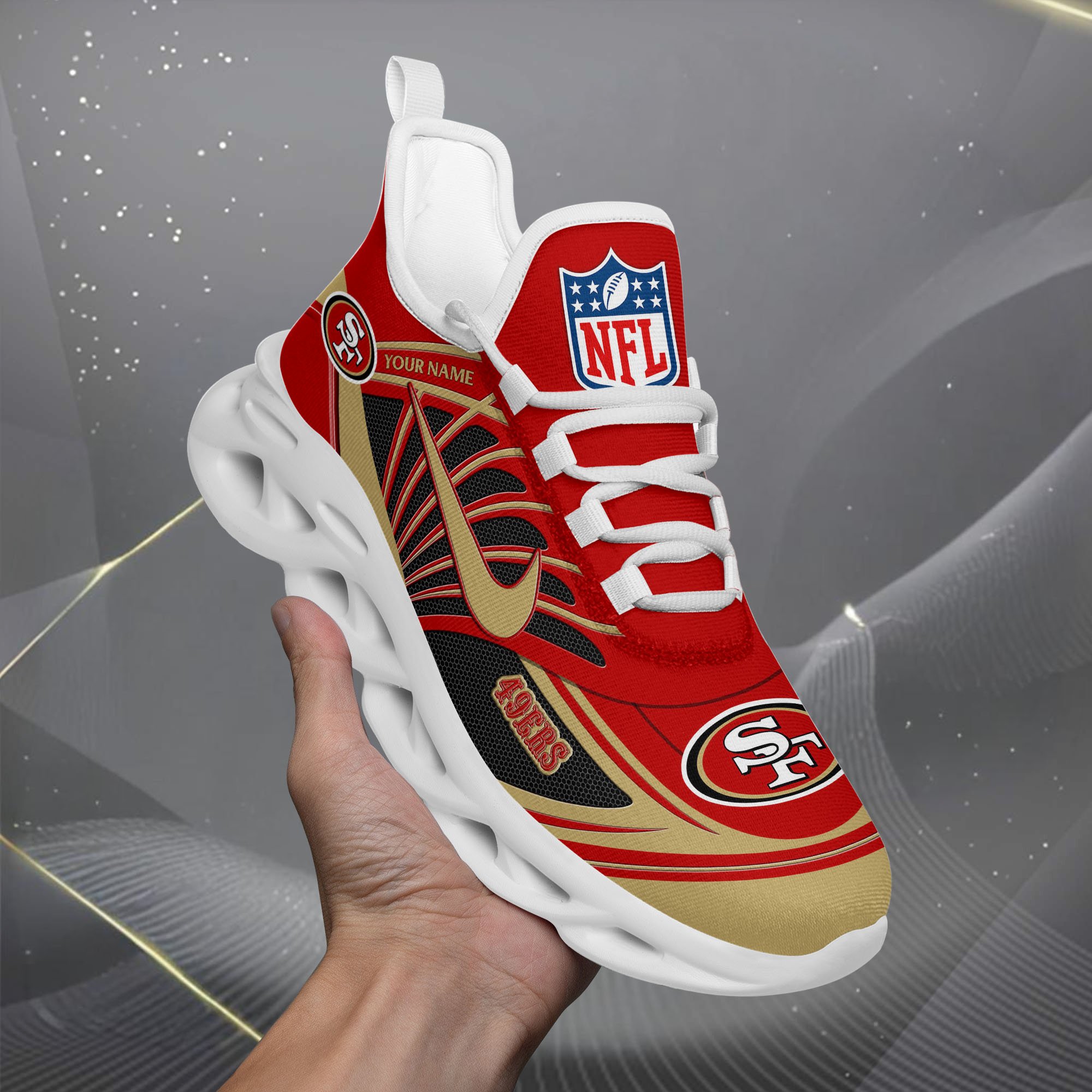 San Francisco 49Ers Black Max Soul Shoes 2026 Versions Custom Name 898