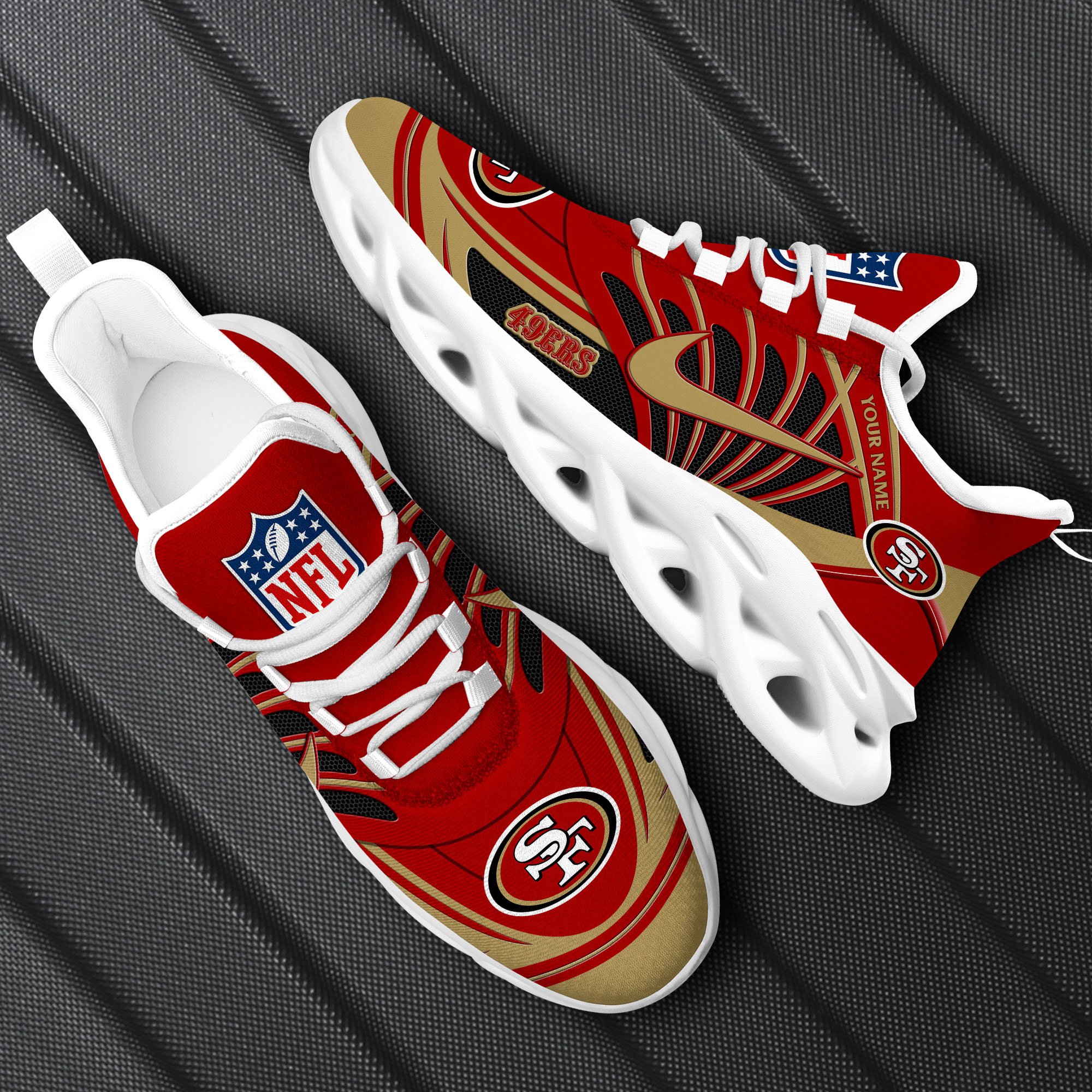 San Francisco 49Ers Black Max Soul Shoes 2026 Versions Custom Name 898