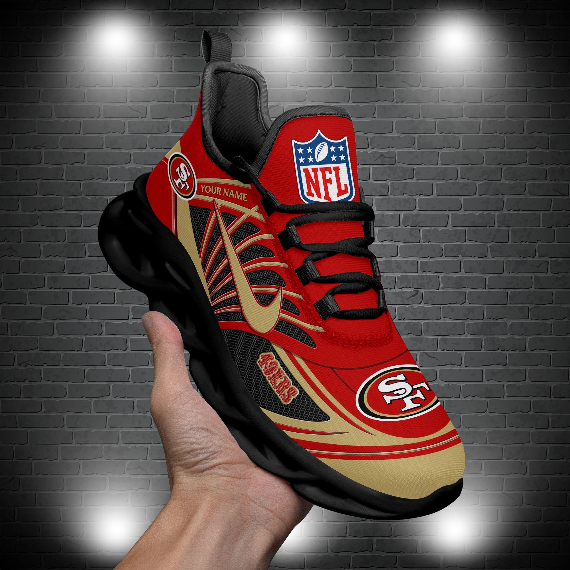 San Francisco 49Ers Black Max Soul Shoes 2026 Versions Custom Name 898