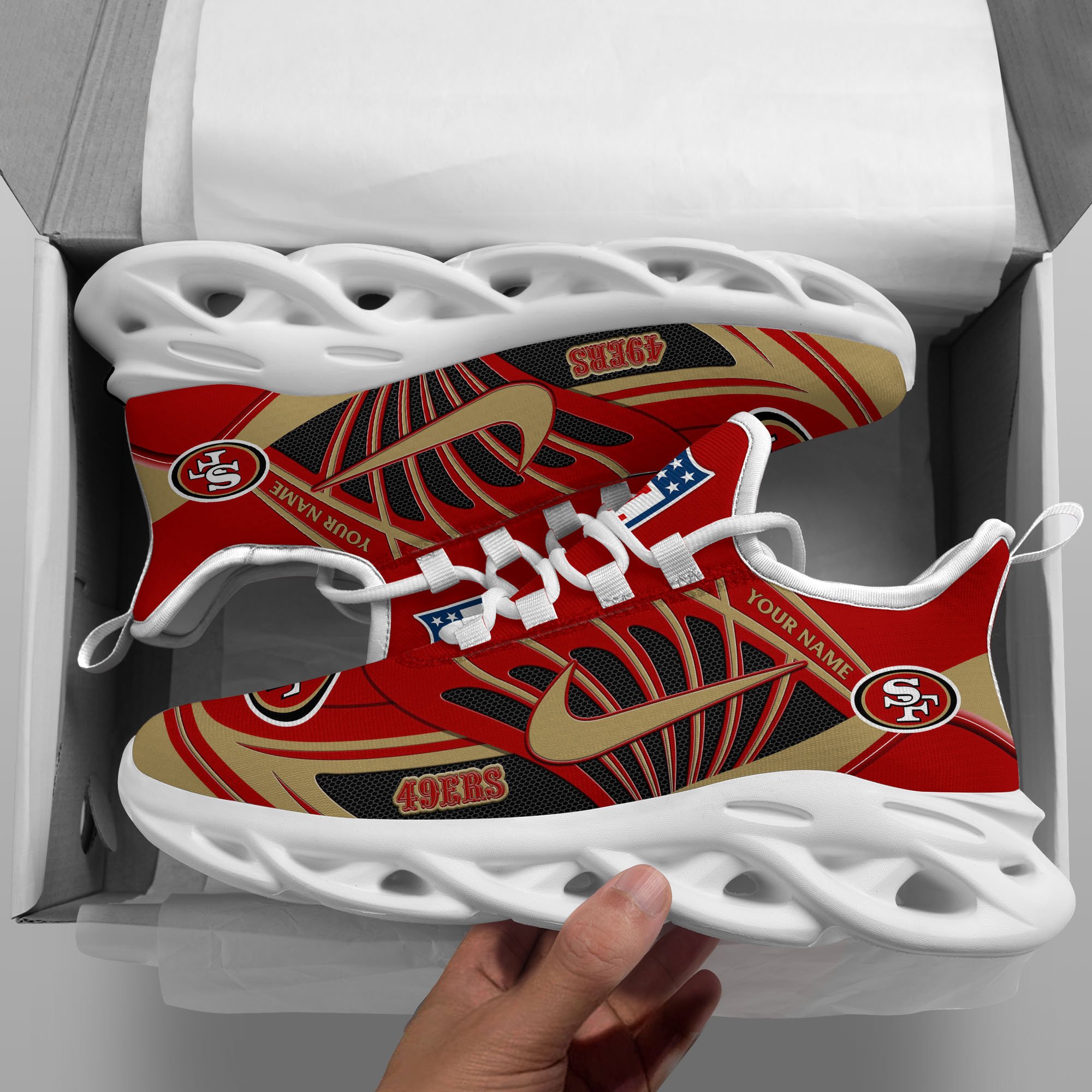 San Francisco 49Ers Black Max Soul Shoes 2026 Versions Custom Name 898