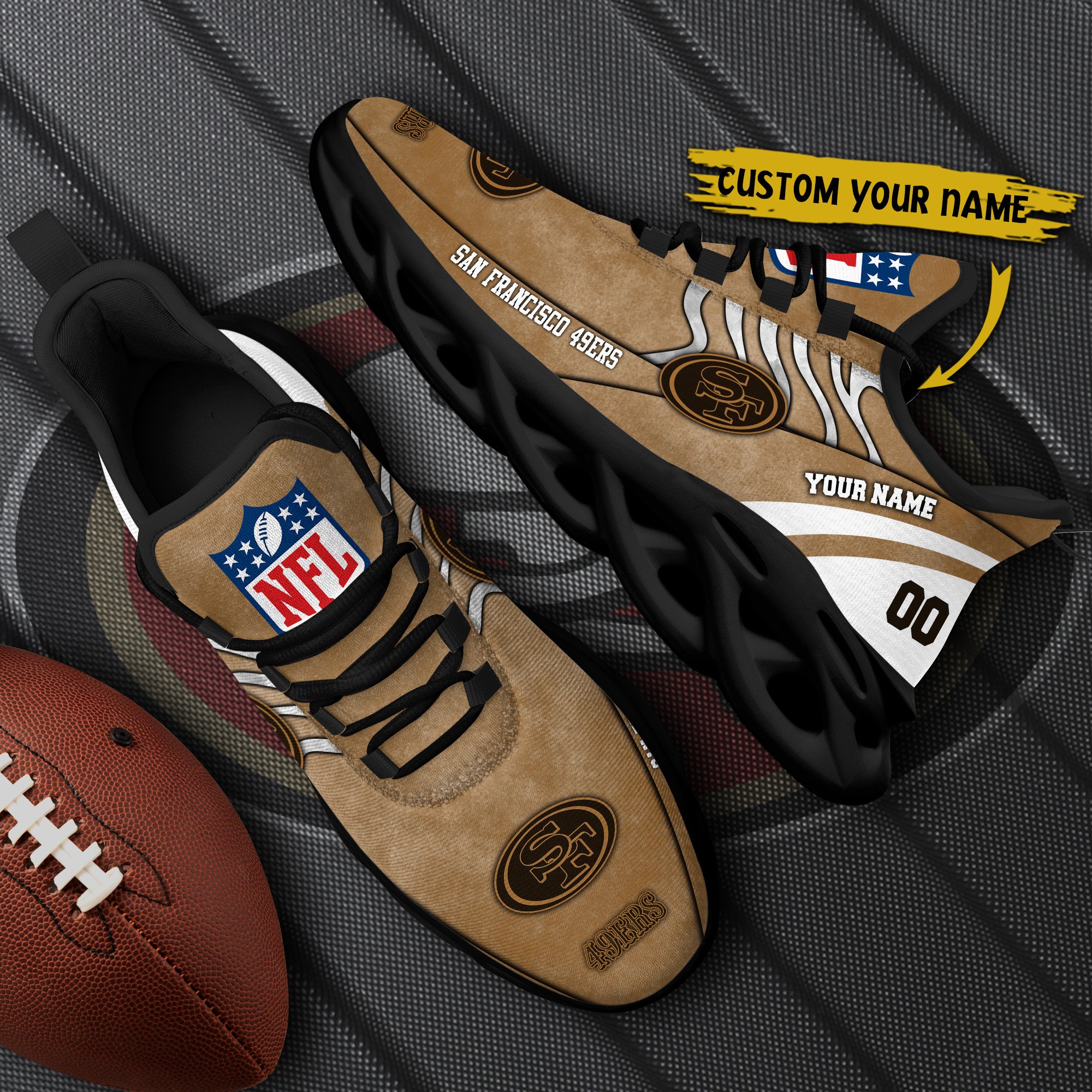 San Francisco 49Ers Black Max Soul Shoes 2026 Versions Custom Your Name And Number 264