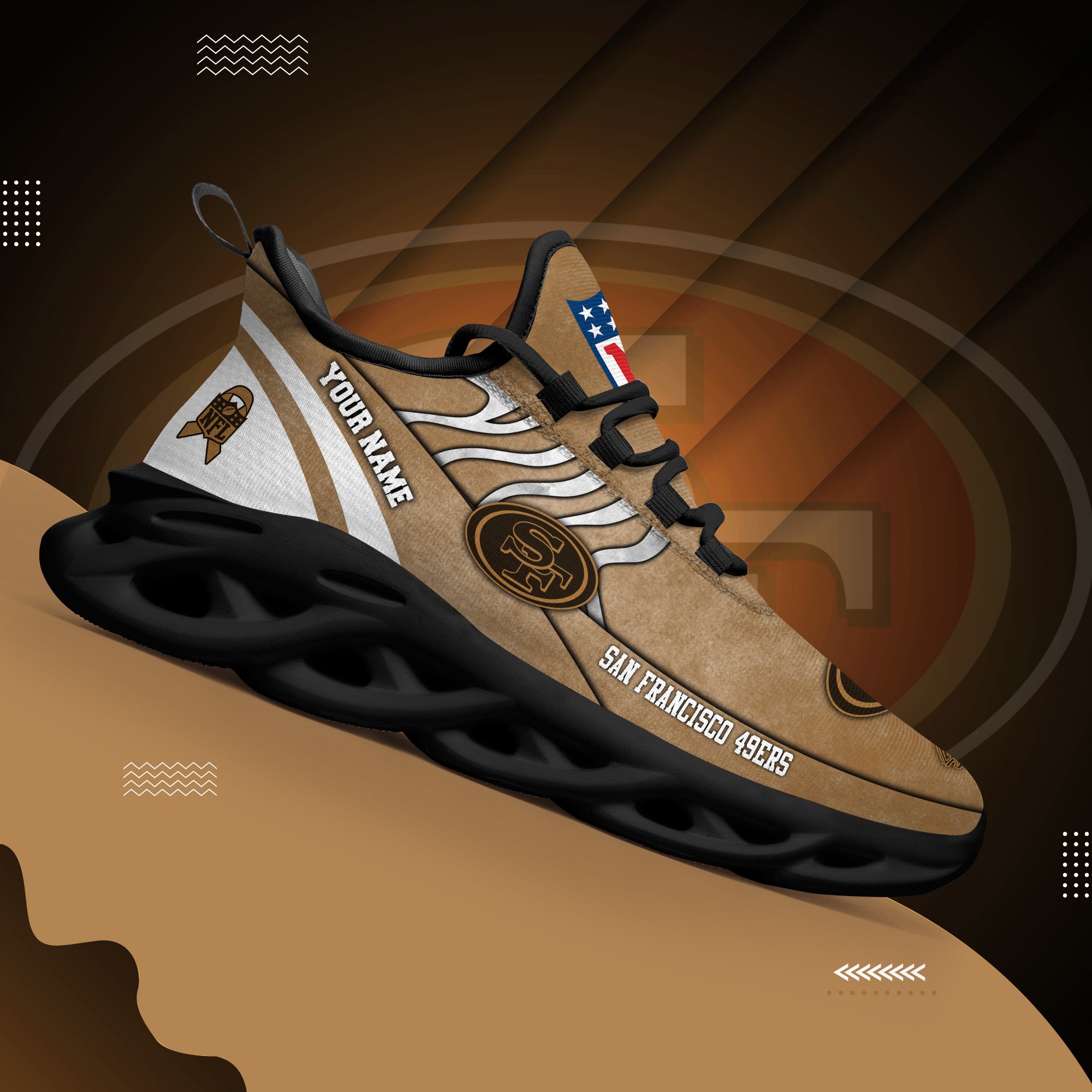 San Francisco 49Ers Black Max Soul Shoes 2026 Versions Custom Your Name And Number 264