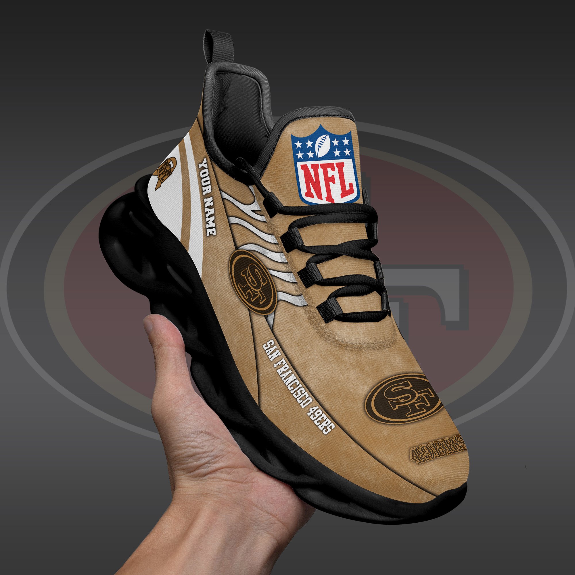 San Francisco 49Ers Black Max Soul Shoes 2026 Versions Custom Your Name And Number 264